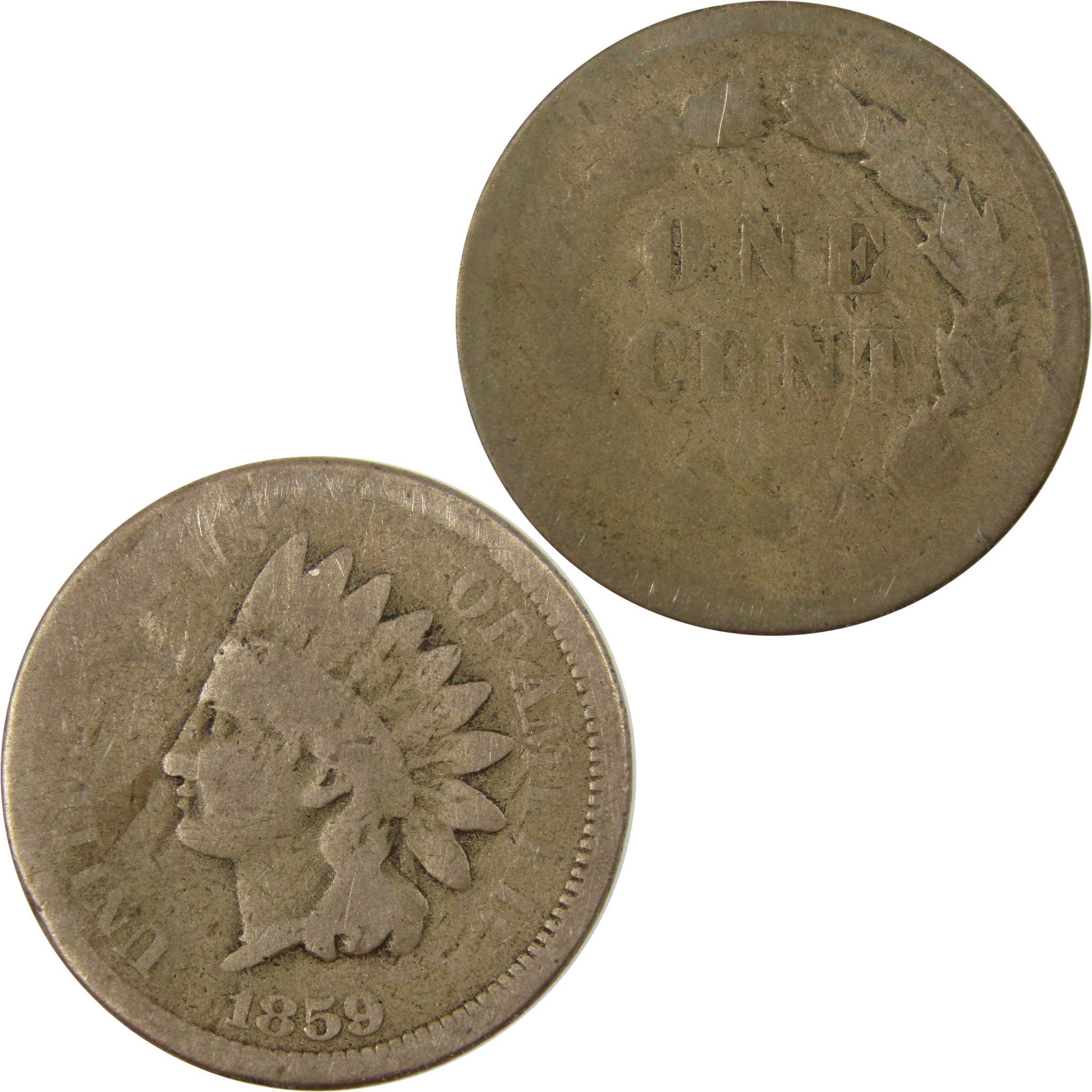 1859 Indian Head Cent AG About Good Penny 1c Coin SKU:CP1249