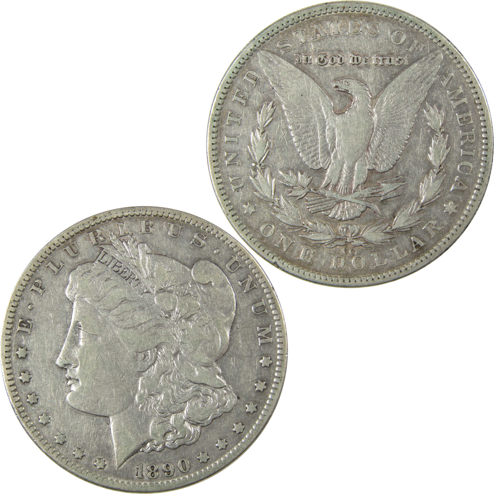 1890 CC Morgan Silver Dollar VF Very Fine Details $1 Coin SKU:CP959
