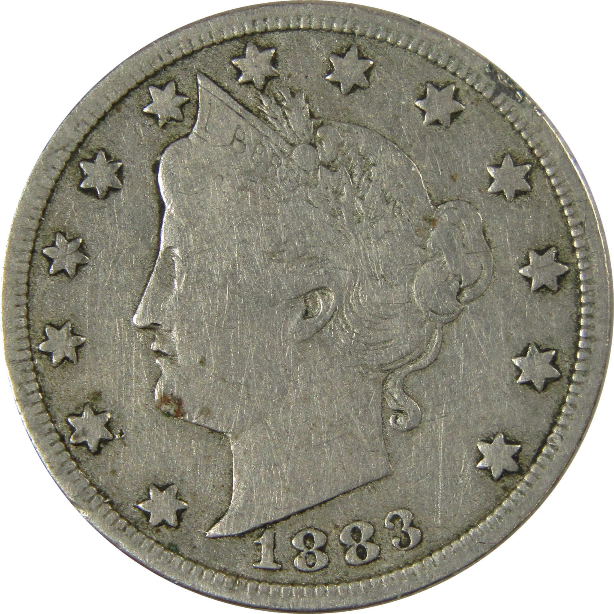 1883 No Cents Liberty Head V Nickel F Fine 5c Coin SKU:I26506