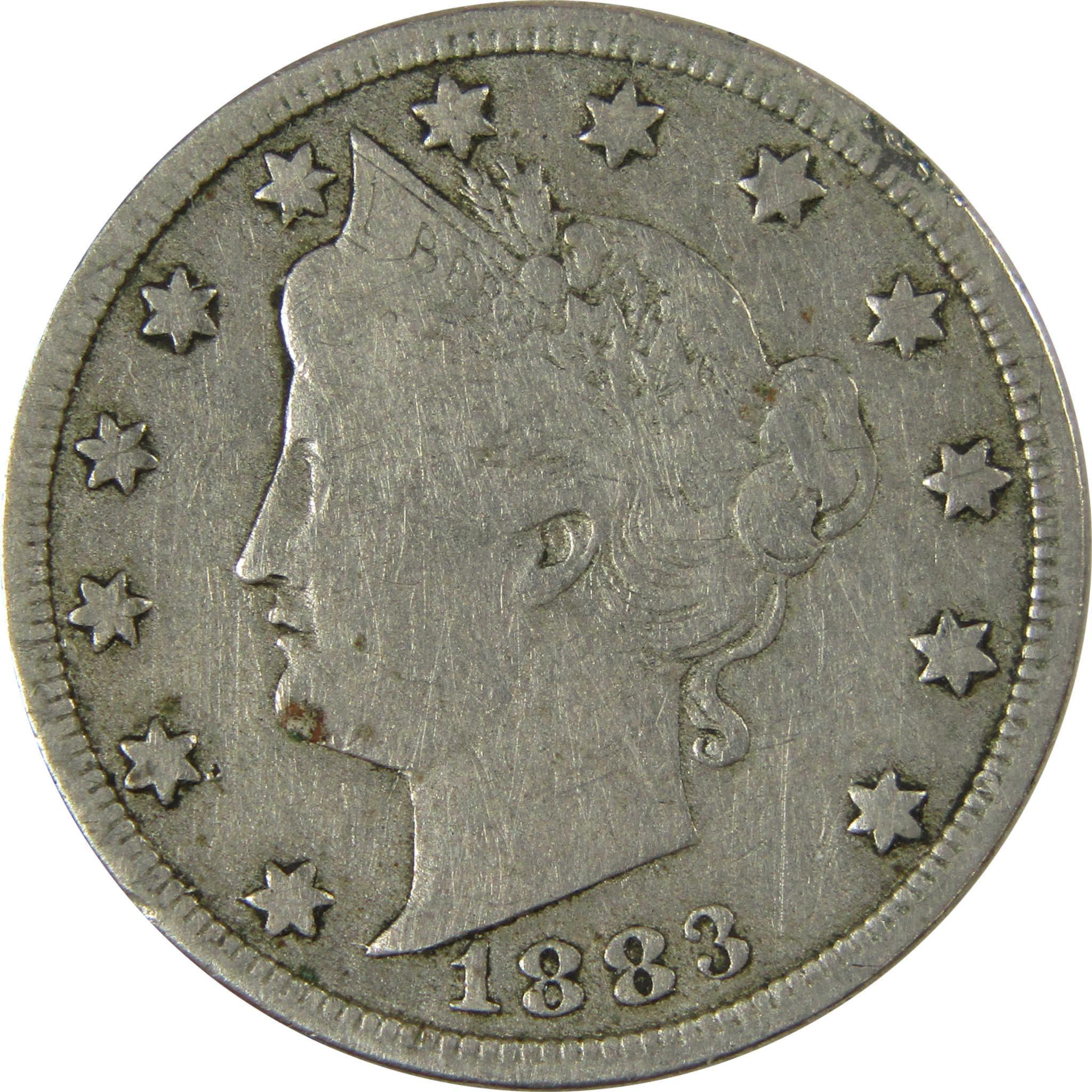 1883 No Cents Liberty Head V Nickel F Fine 5c Coin SKU:I26506