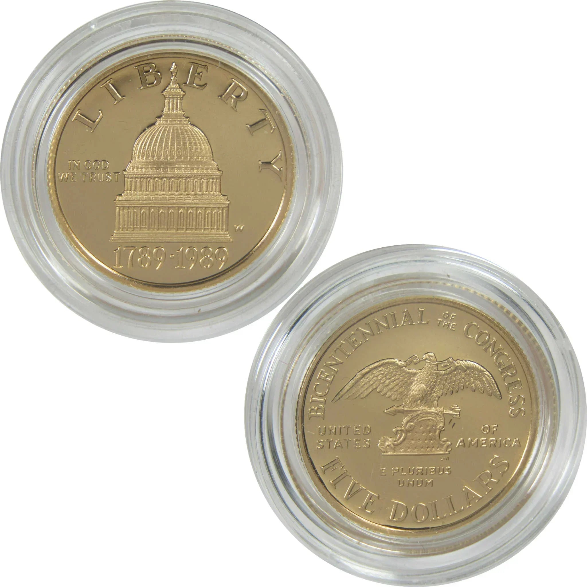 1989 W Congress Bicentennial Commemorative Gold Proof $5 Coin