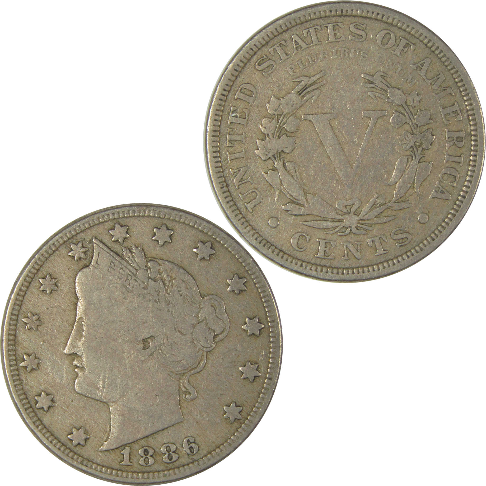 1886 Liberty Head V Nickel F Fine 5c Coin SKU:I22542