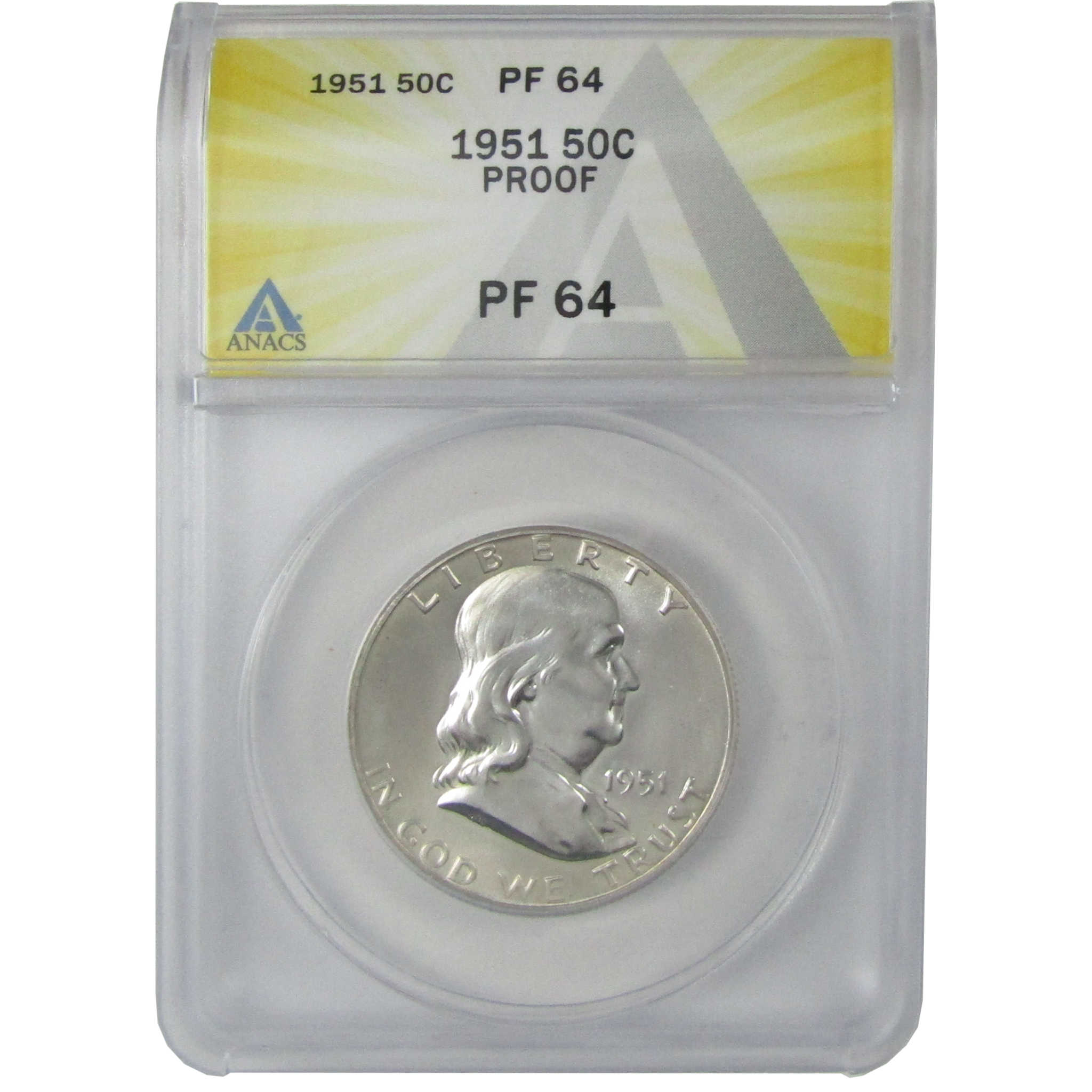 1951 Franklin Silver Half Dollar PF 64 ANACS Proof 50c Coin SKU:I25593