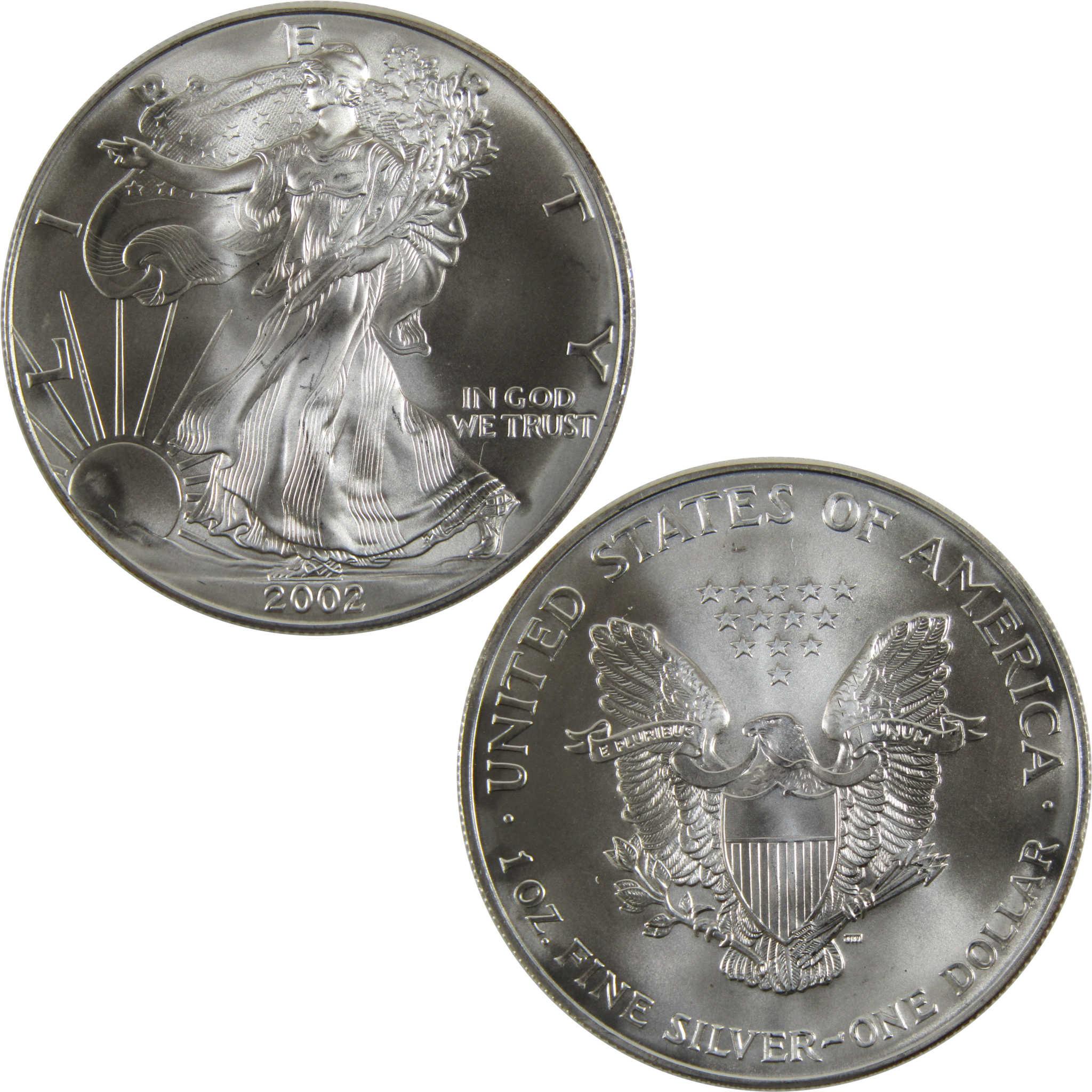 2002 American Eagle BU Uncirculated 1 oz .999 Silver Bullion $1 Coin