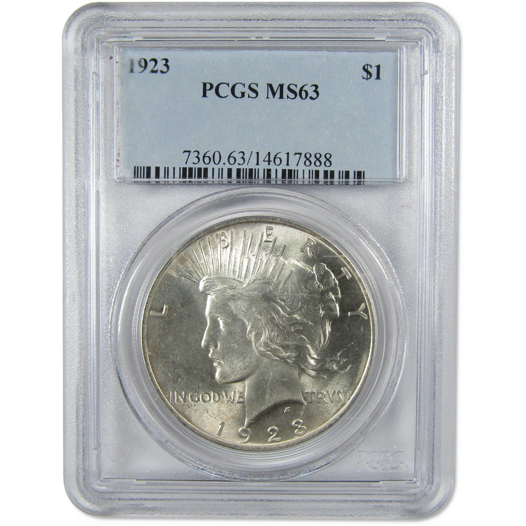1923 Peace Silver Dollar MS 63 PCGS Uncirculated $1 Coin Collectible
