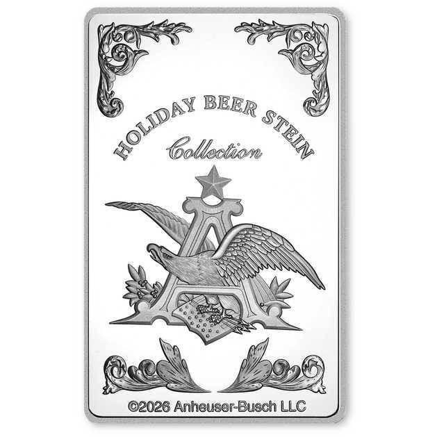 Budweiser Plaid Holiday Stein-themed White Brass Collectible Bar