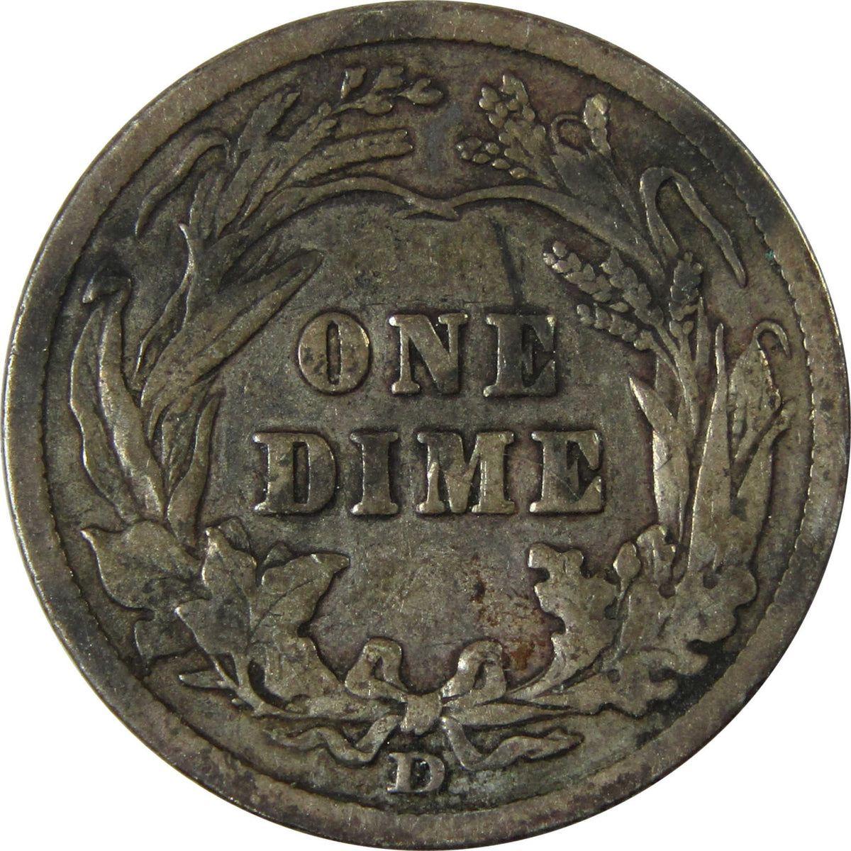 1908 D Barber Silver Dime F Fine 10c Coin Collectible SKU:CP997
