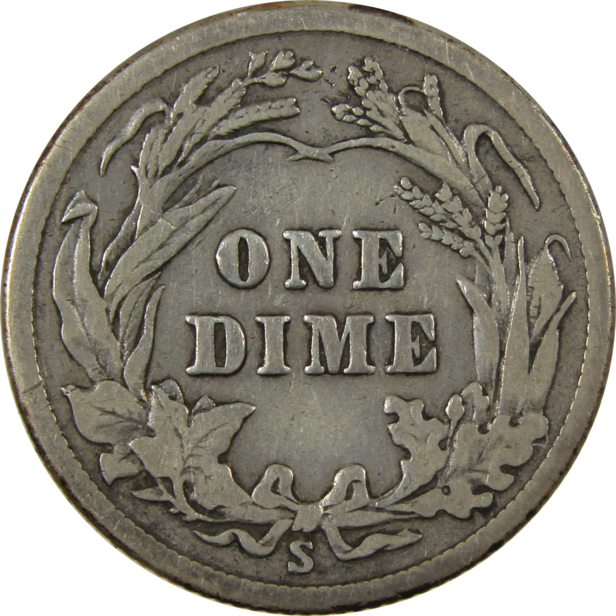 1914 S Barber Silver Dime F Fine Details 10c Coin SKU:CP1344