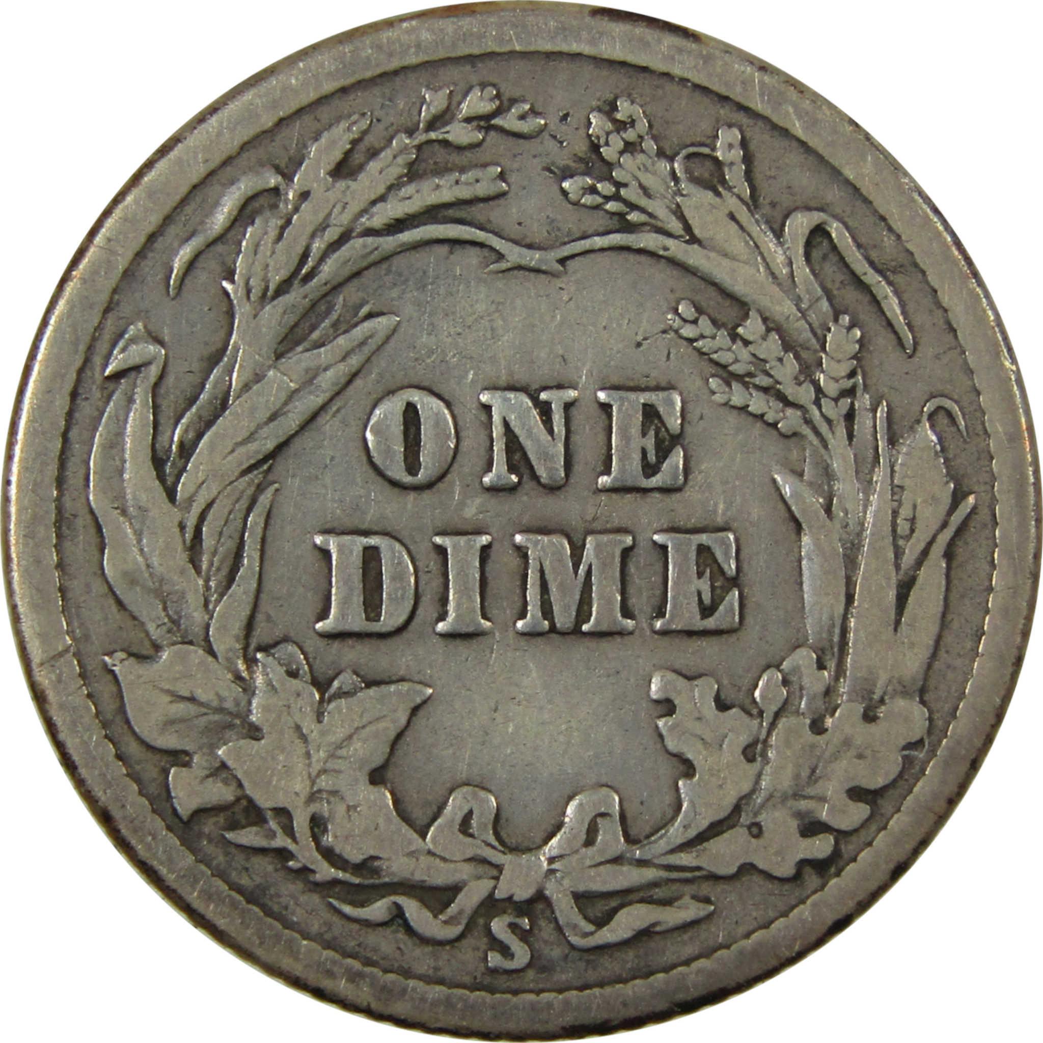 1914 S Barber Silver Dime F Fine Details 10c Coin SKU:CP1344