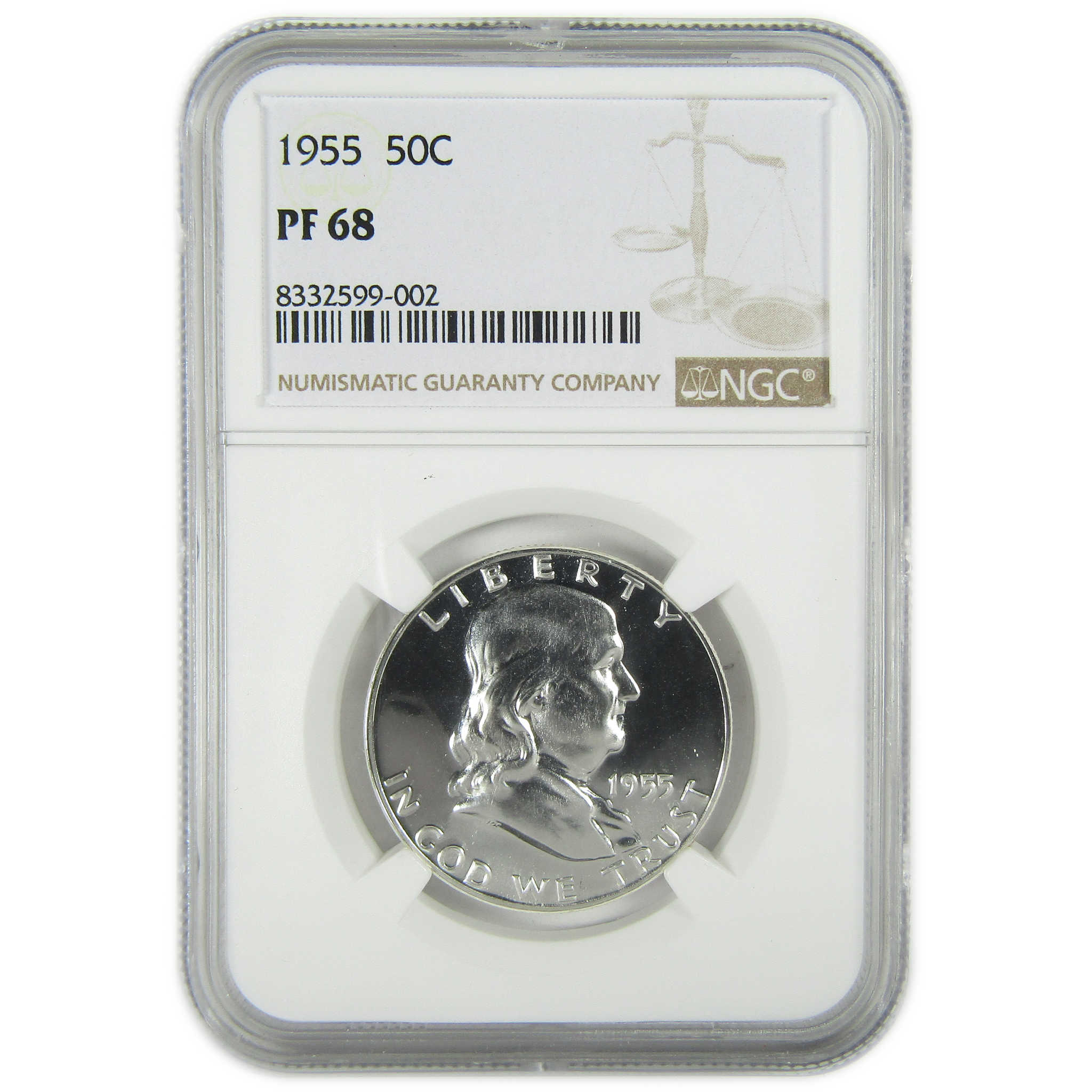 1955 Franklin Silver Half Dollar PF 68 NGC Proof 50c Coin SKU:I27413