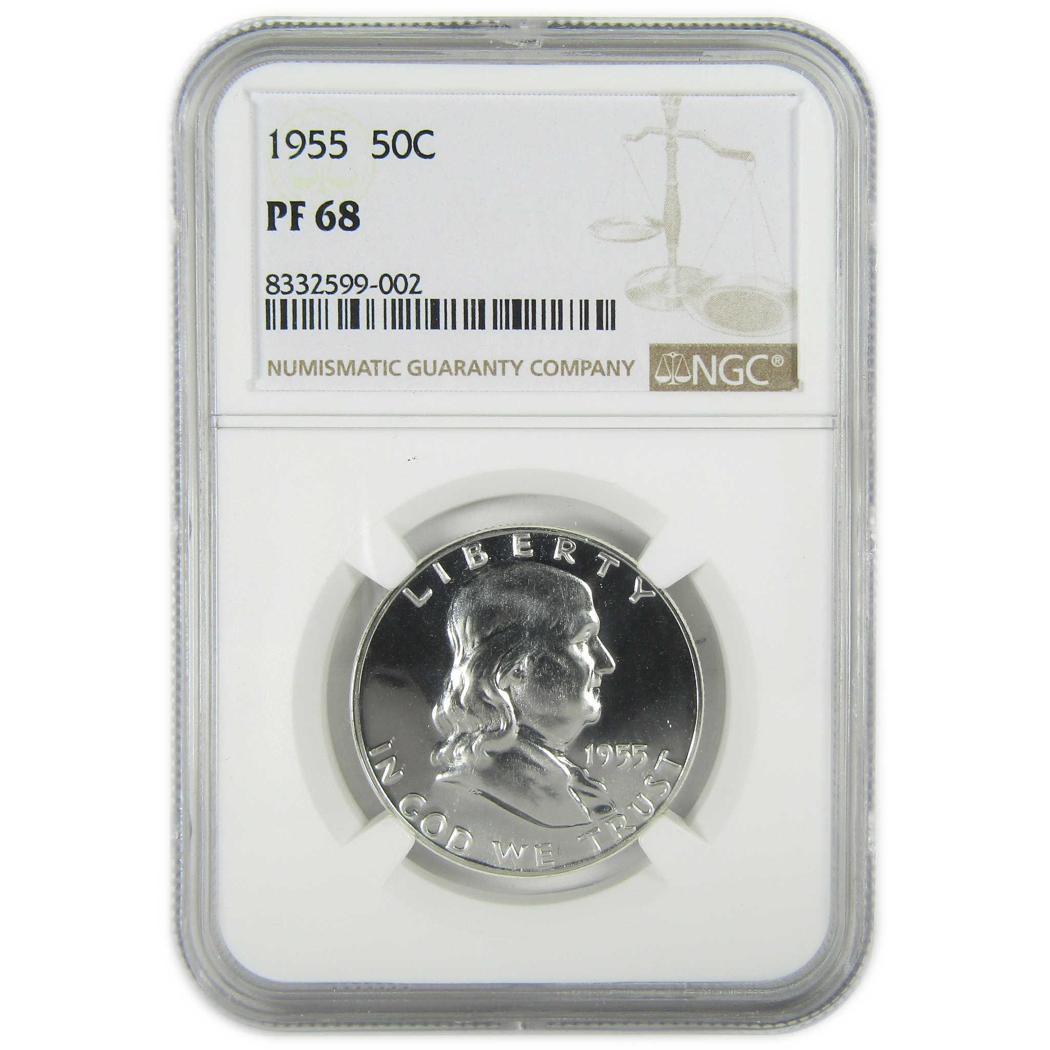 1955 Franklin Silver Half Dollar PF 68 NGC Proof 50c Coin SKU:I27413