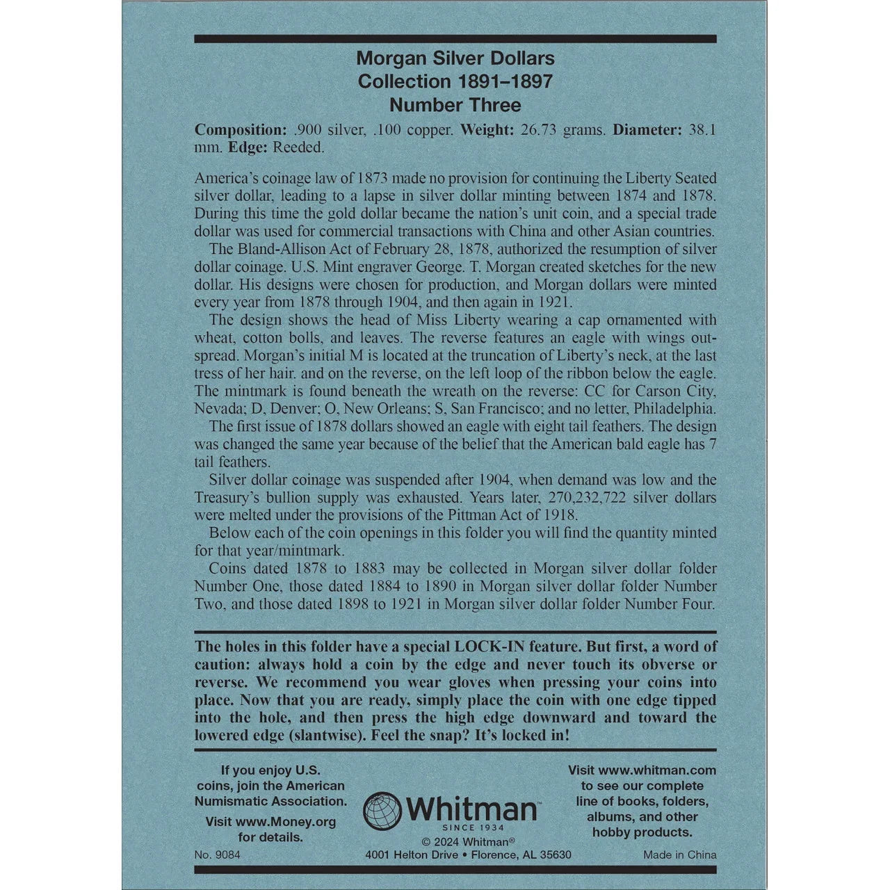 Whitman Morgan Silver Dollar Coin Folder Collection #3 1891-1897