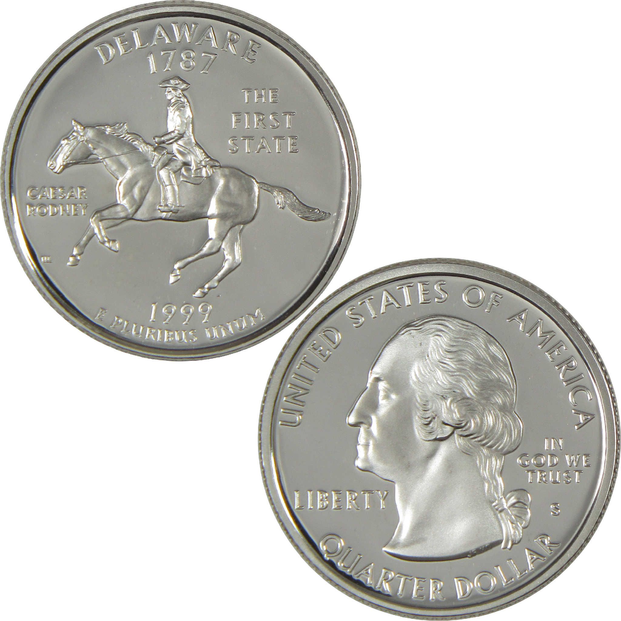 1999 S Delaware State Quarter Choice Proof Silver 25c Coin