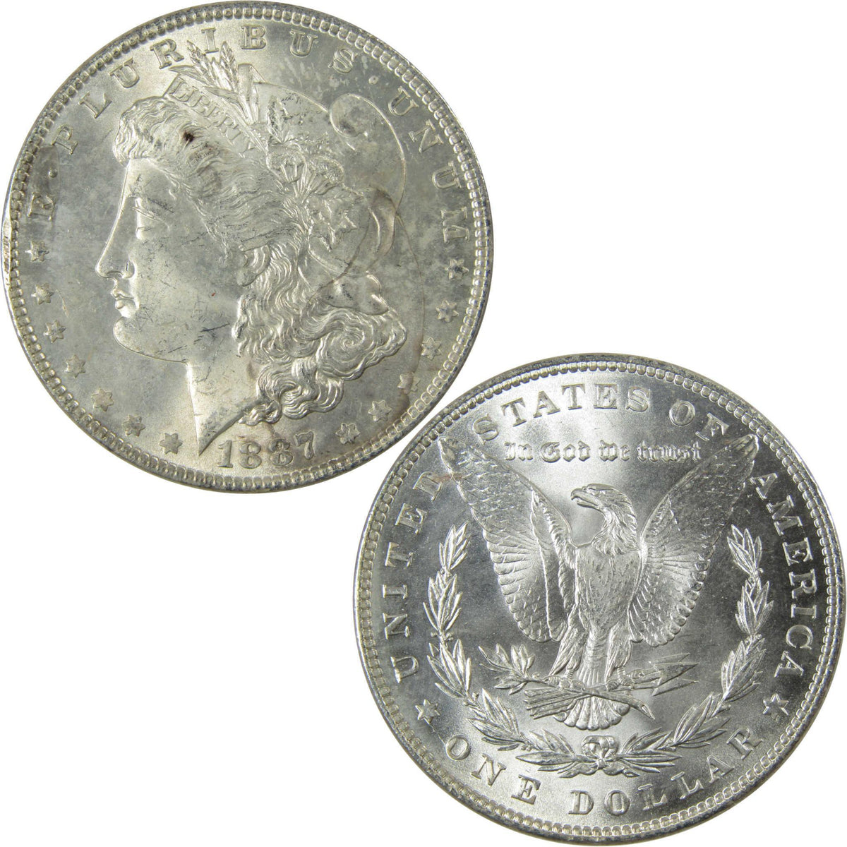 1887 Morgan Silver Dollar Uncirculated Mint State $1 Coin SKU:CP672 - Morgan coin - Morgan silver dollar - Morgan silver dollar for sale - Profile Coins & Collectibles