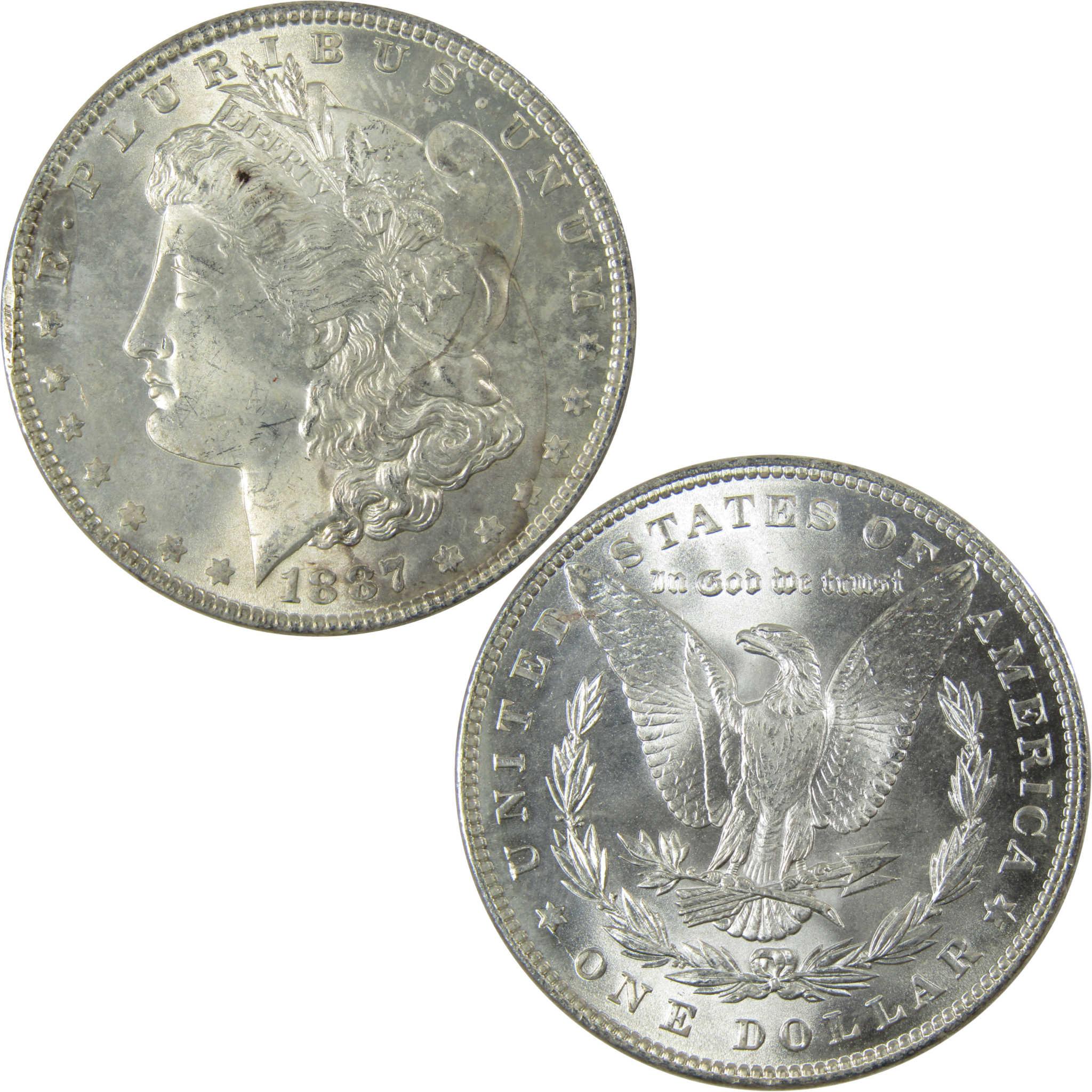 1887 Morgan Silver Dollar Uncirculated Mint State $1 Coin SKU:CP672 - Morgan coin - Morgan silver dollar - Morgan silver dollar for sale - Profile Coins & Collectibles