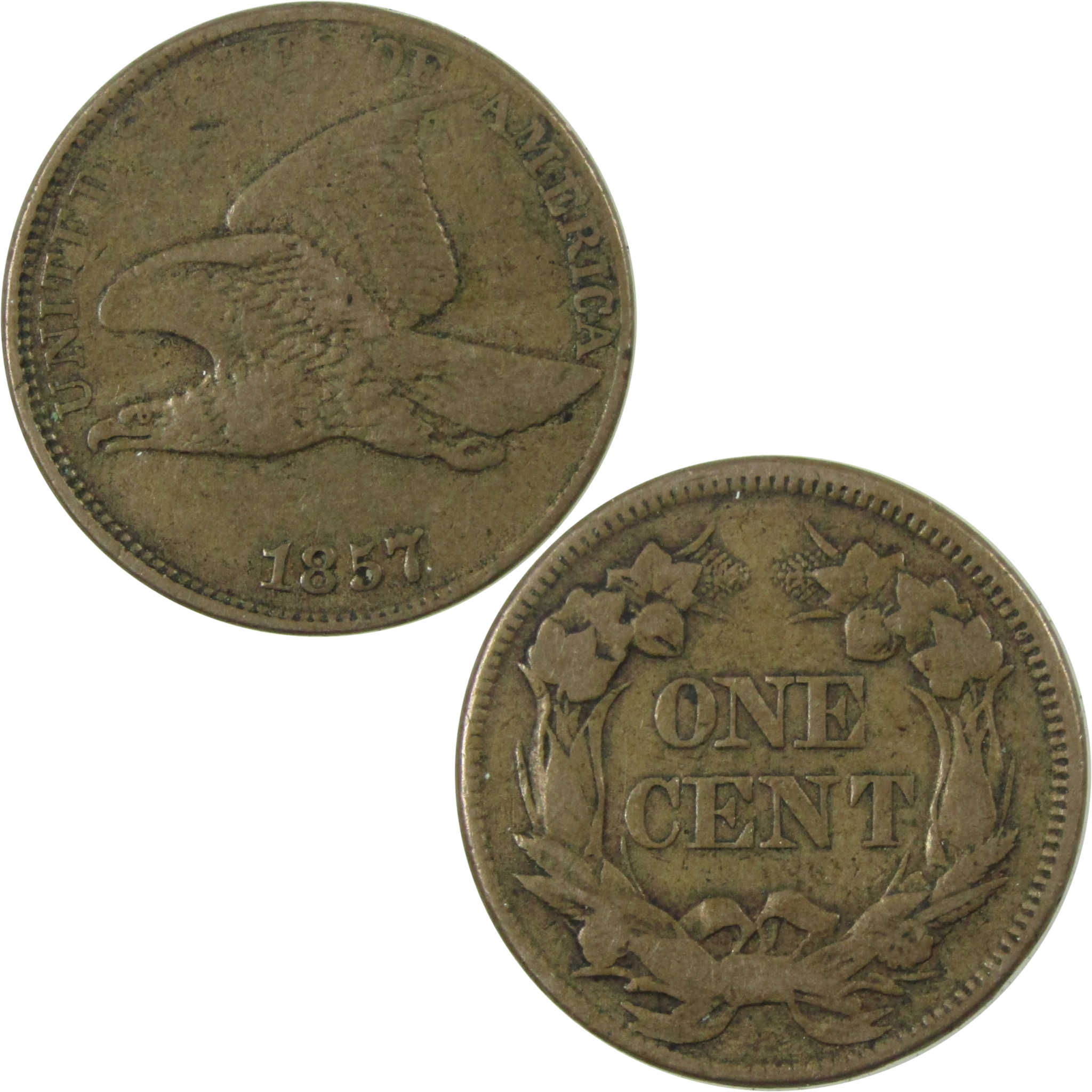 1857 Flying Eagle Cent VF Very Fine Penny 1c Coin SKU:I25374