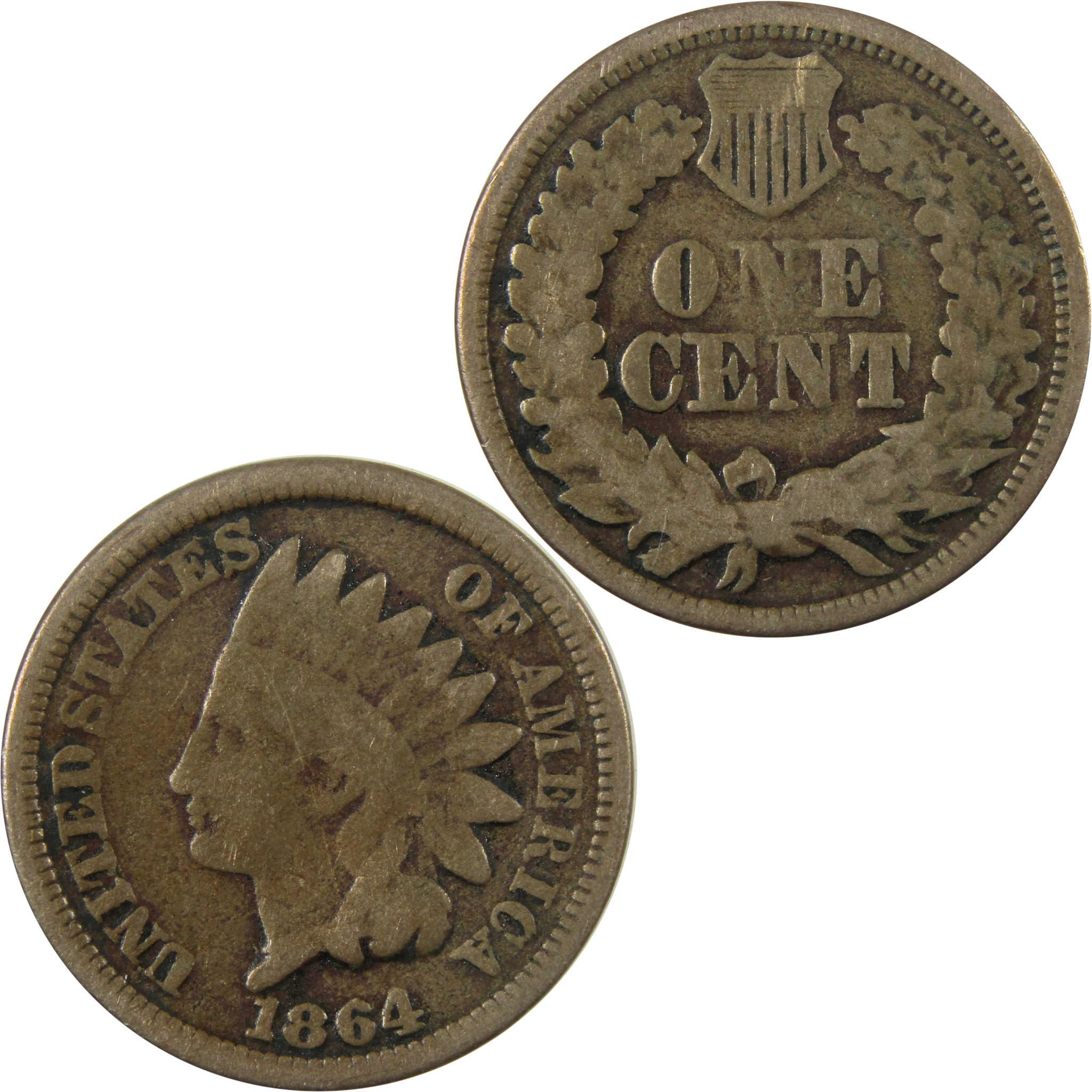1864 Indian Head Copper-Nickel Cent G Good Details Penny SKU:CP1305