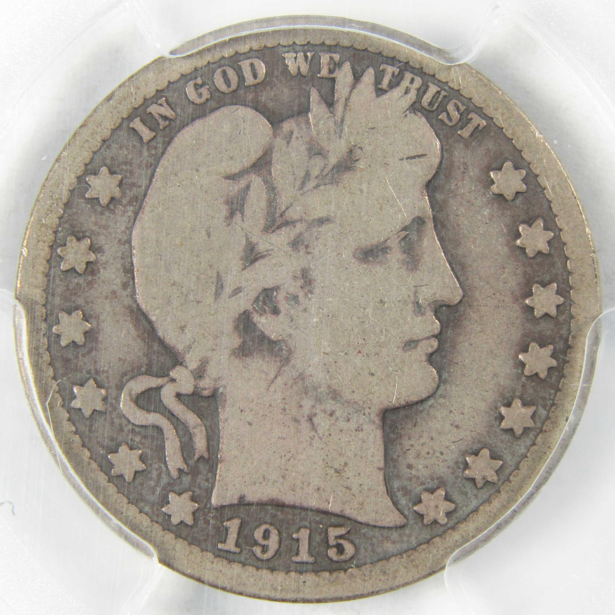 1915 S Barber Silver Quarter VG 8 PCGS 25c Coin Collectible