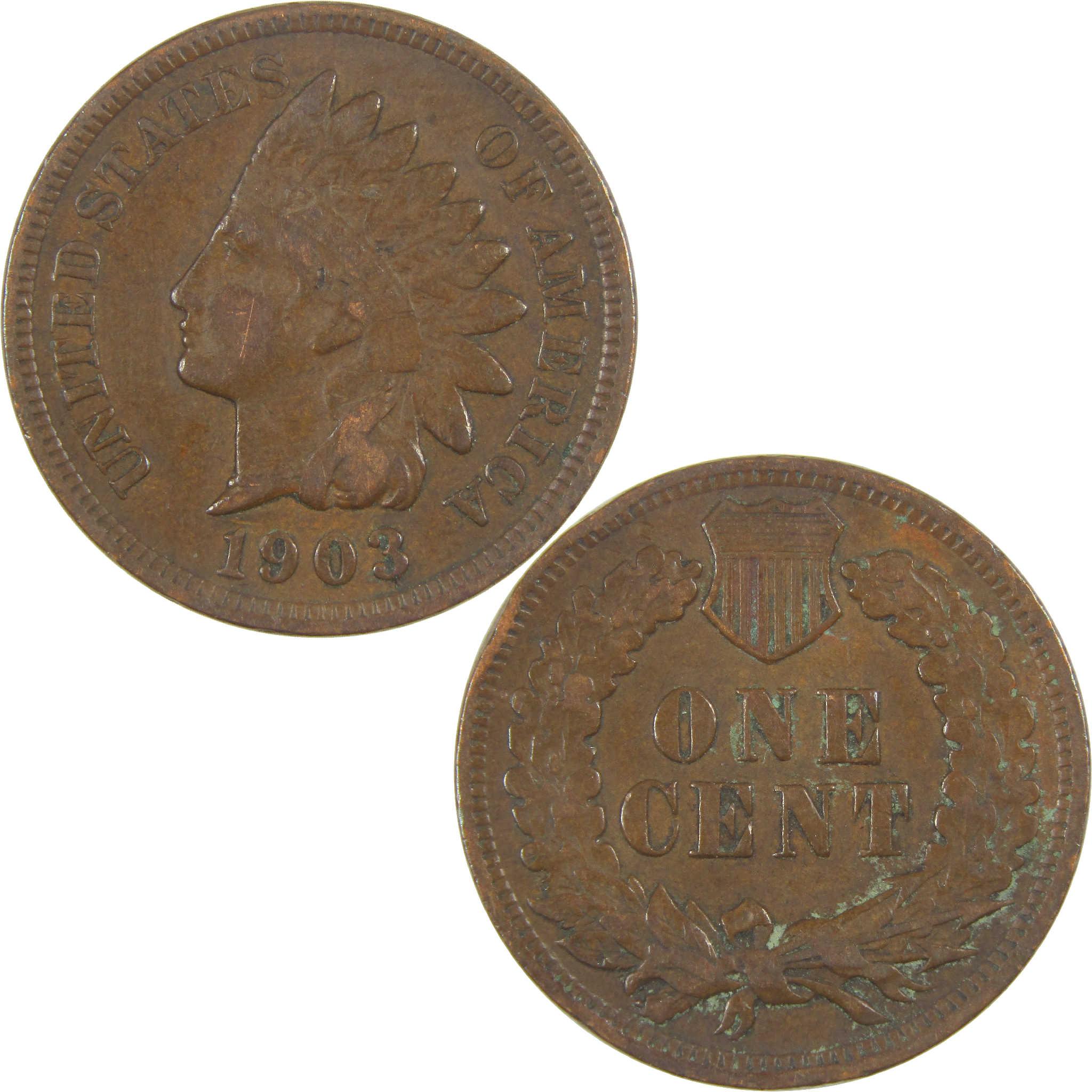 1903 Indian Head Cent F Fine Penny 1c Coin