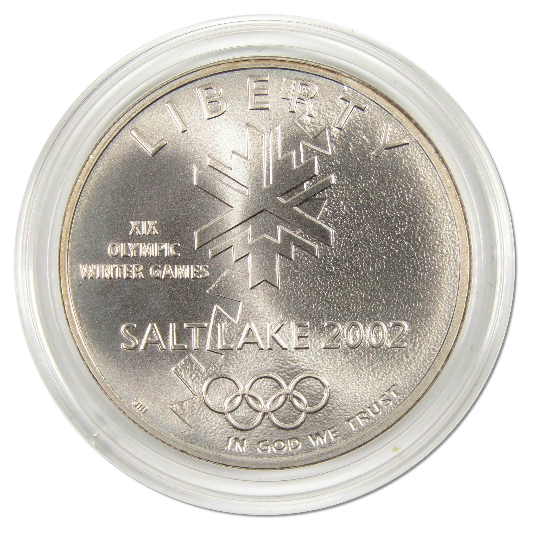 2002 P Salt Lake City Olympic Commemorative Silver $1 Uncirculated OGP