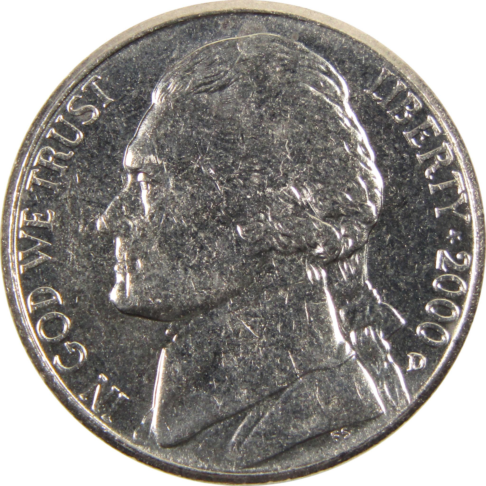 2000 D Jefferson Nickel BU Uncirculated 5c Coin