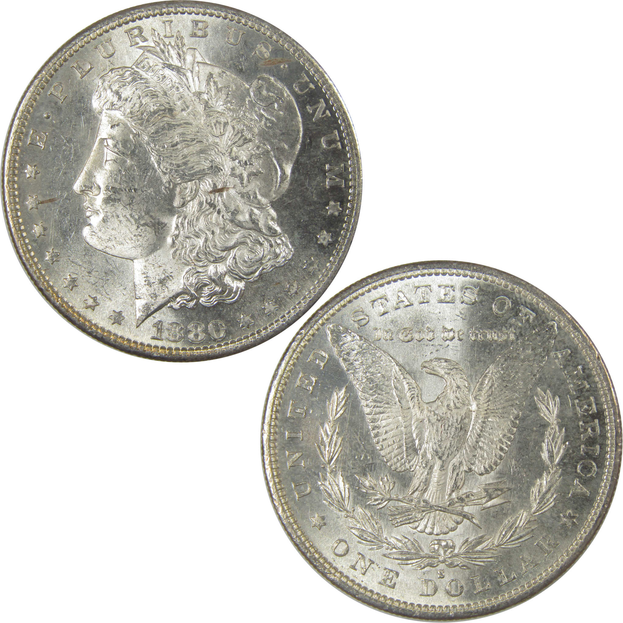 1880 S Morgan Dollar Uncirculated Silver $1 Coin SKU:CPC1022 - Morgan coin - Morgan silver dollar - Morgan silver dollar for sale - Profile Coins & Collectibles