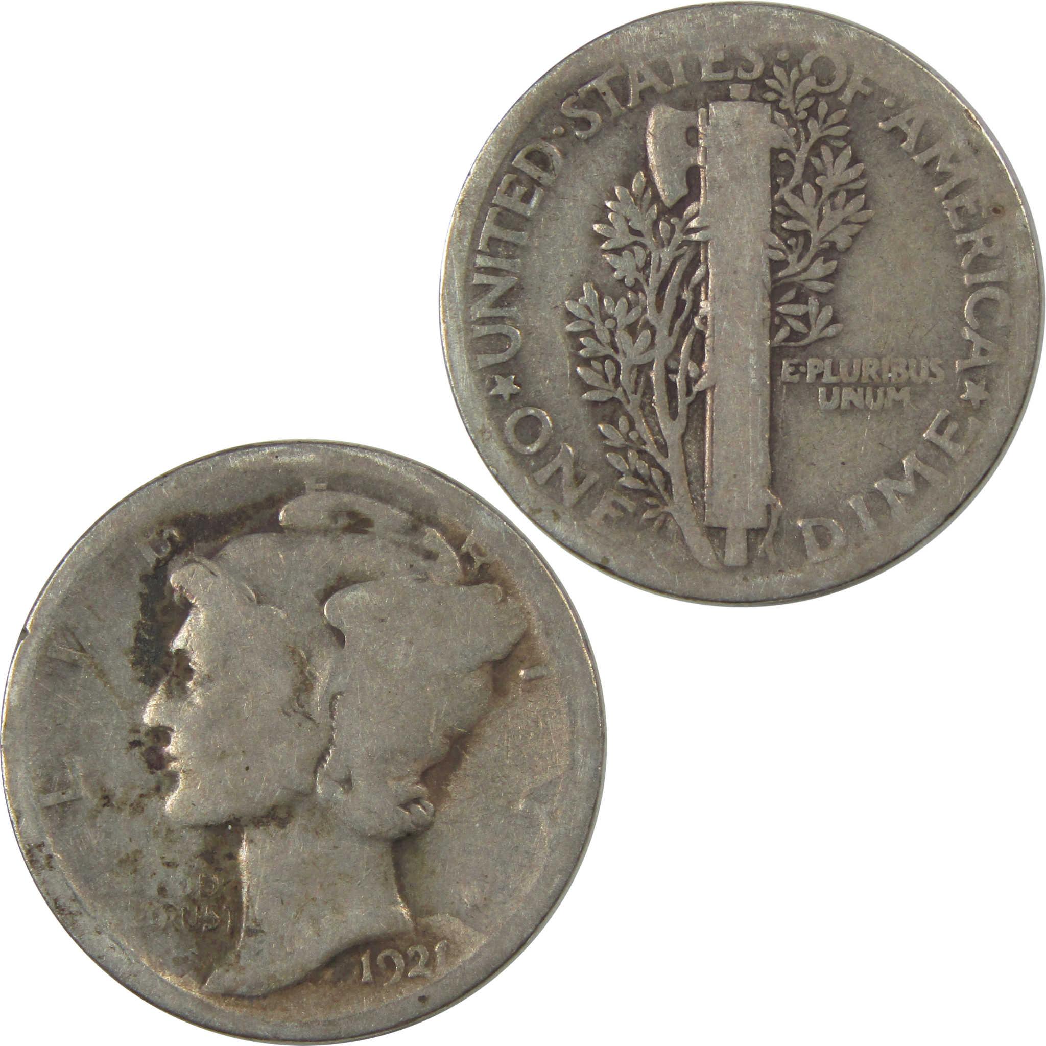 1921 Mercury Dime G Good Details Silver 10c Coin SKU:I22417