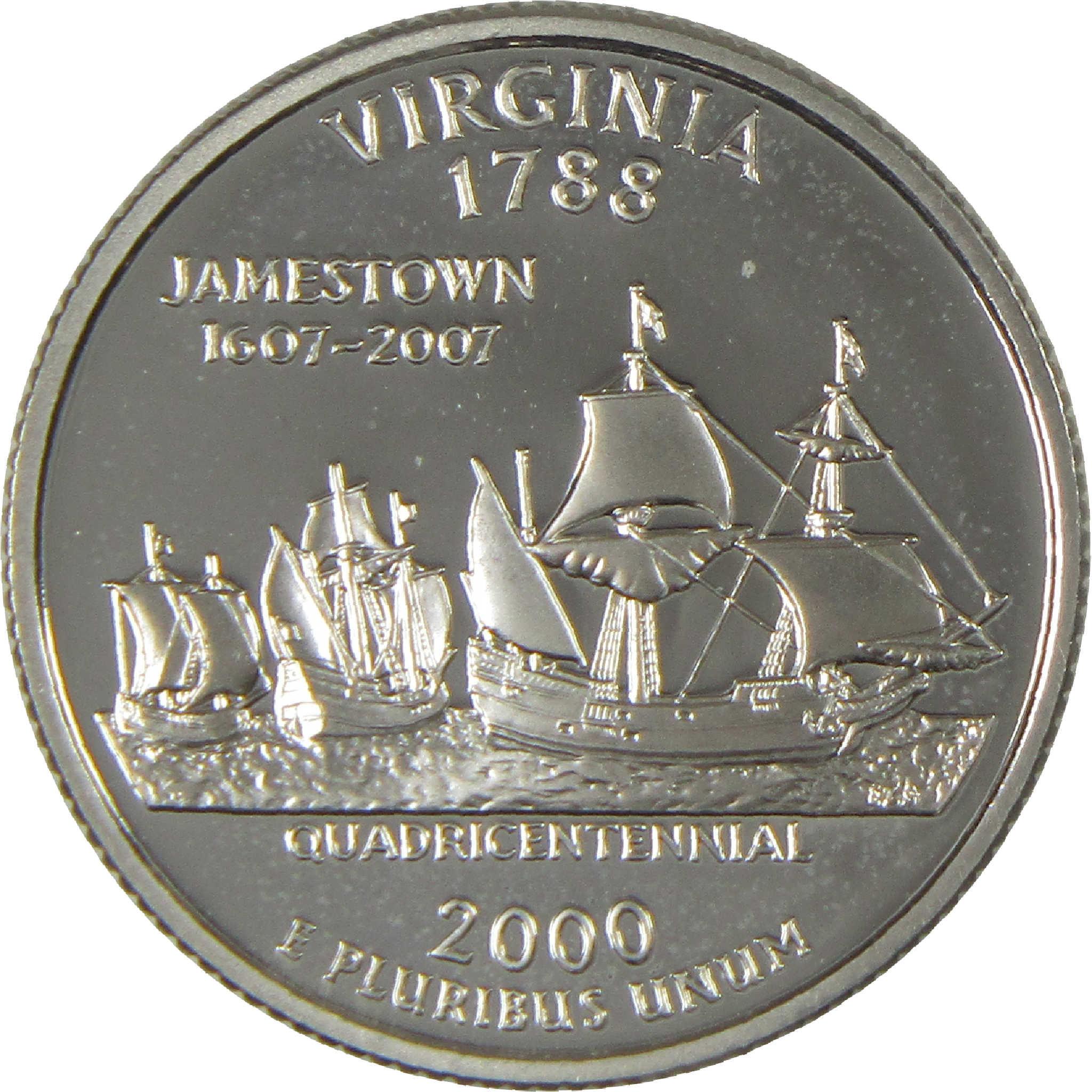 2000 S Virginia State Quarter Choice Proof Silver 25c Coin