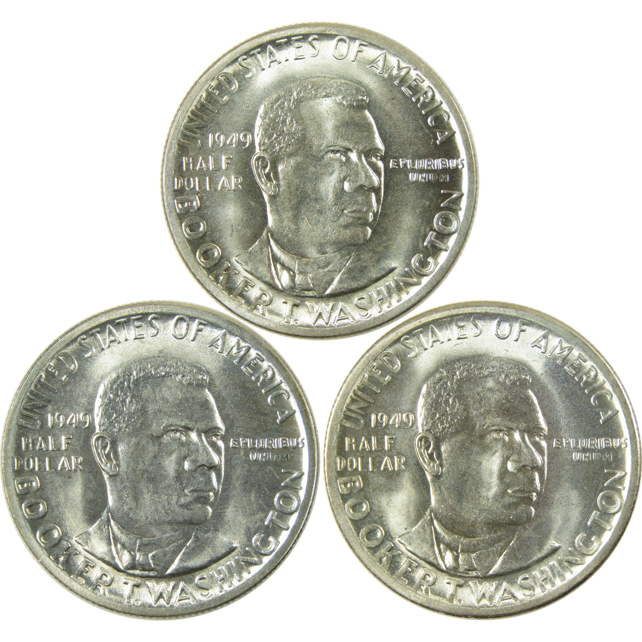 1949 PDS Booker T Washington 50c 3 Coin All-Mint Set BU Choice Unc