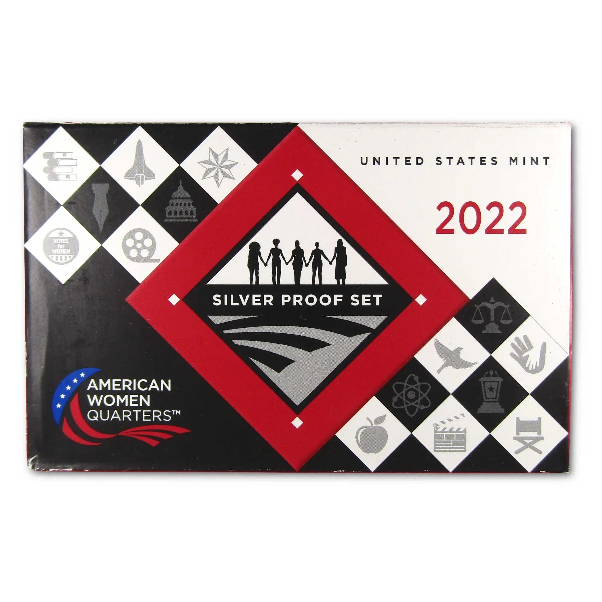 2022 American Women Quarters Silver Proof Set box, United States Mint packaging