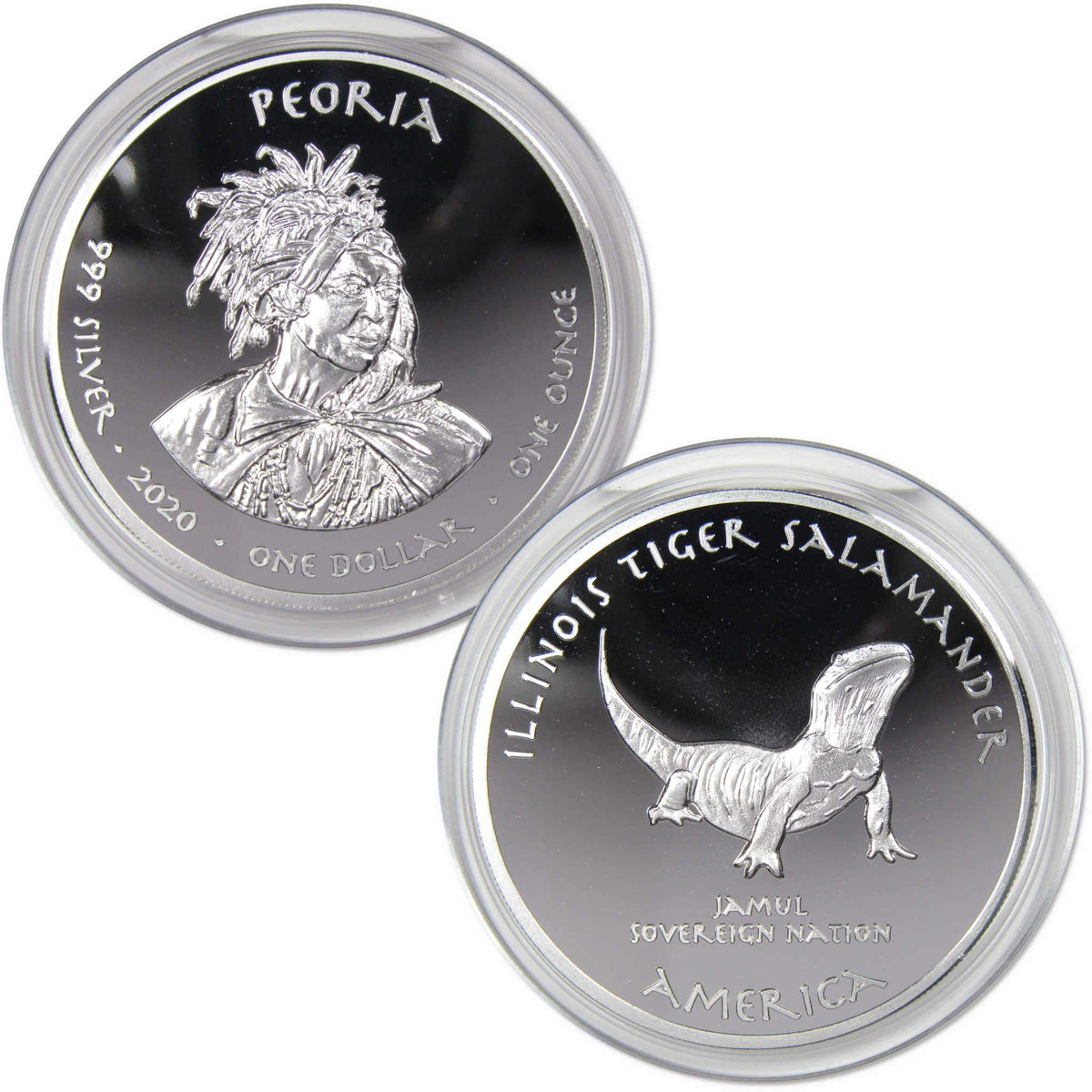 2020 Native American Jamul Peoria Illinois Tiger Salamander 1oz Silver