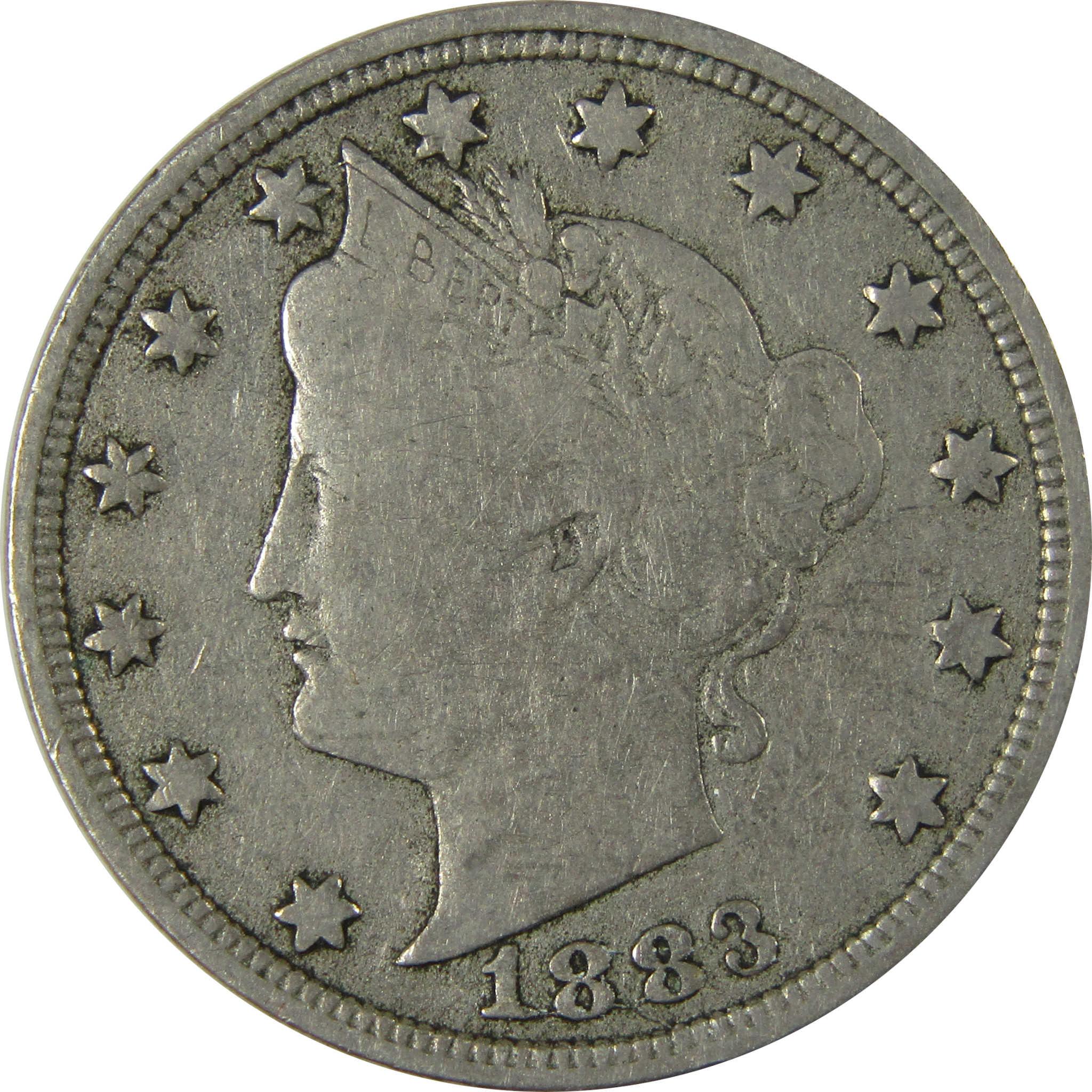 1883 No Cents Liberty Head V Nickel F Fine 5c Coin SKU:I26516