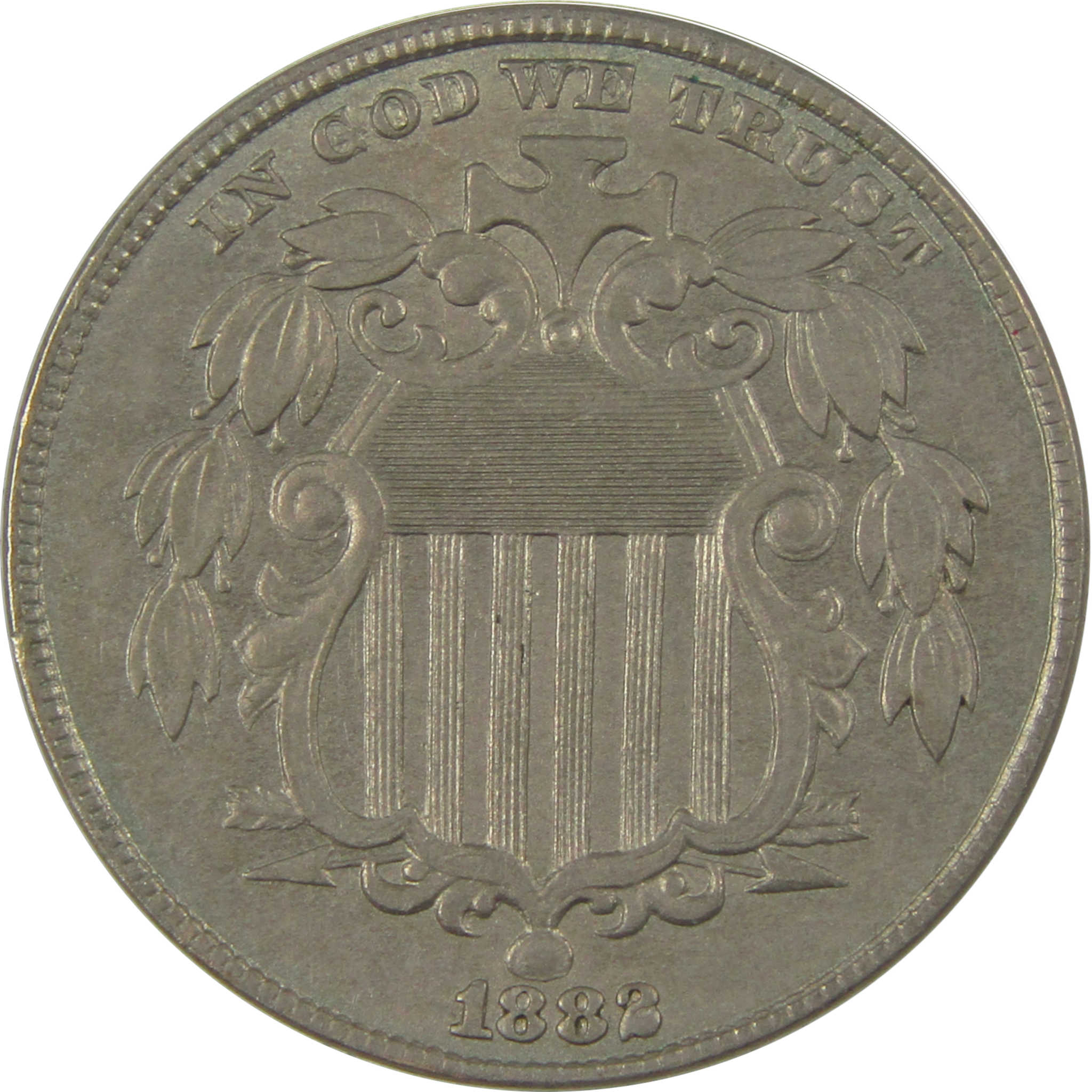 1882 Shield Nickel AU About Uncirculated 5c Coin SKU:I21205