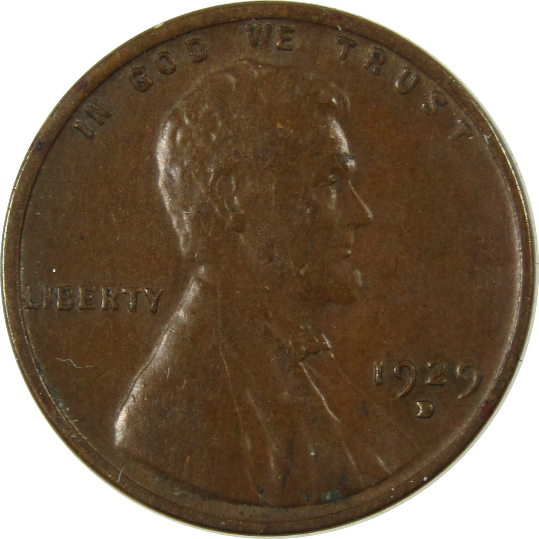 1929 D Lincoln Wheat Cent AU About Uncirculated Penny SKU:I26597