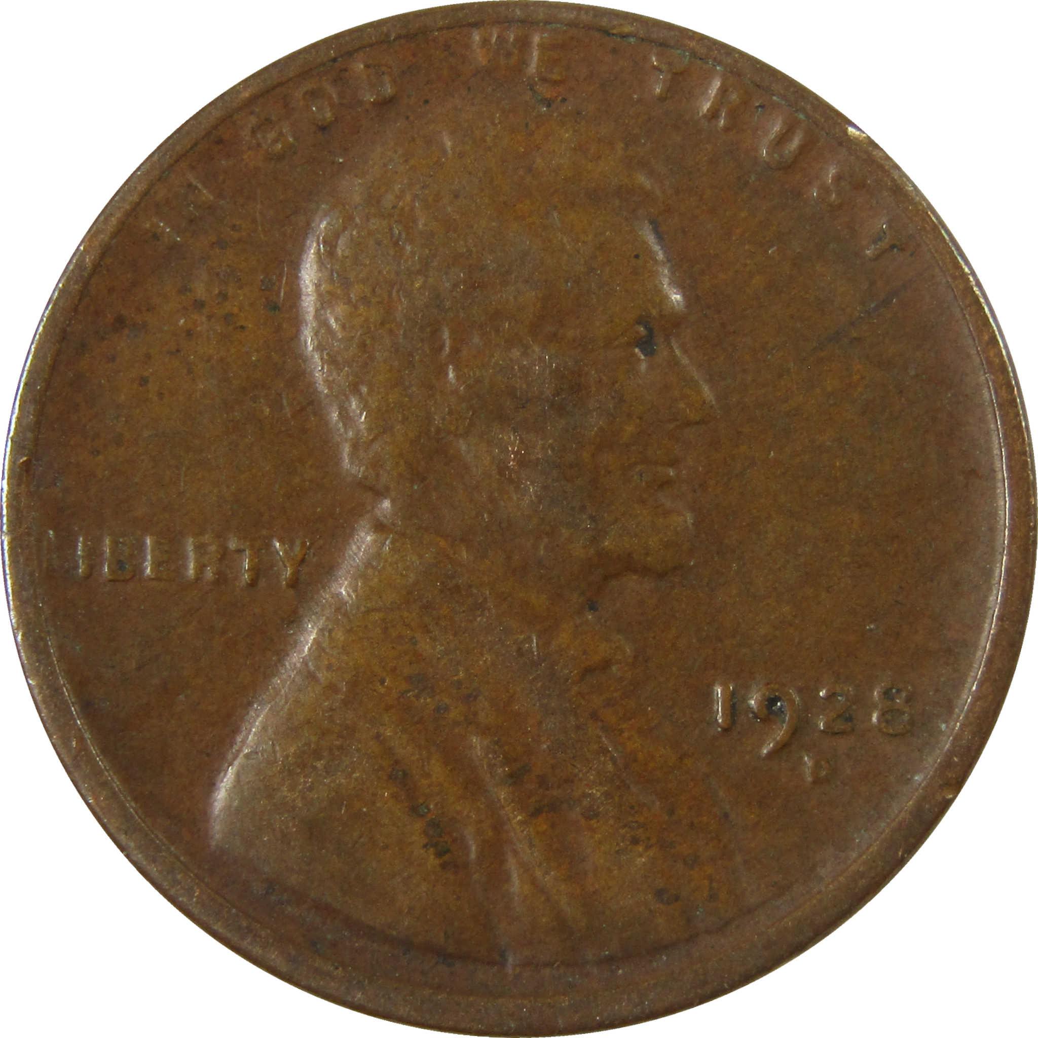 1928 D Lincoln Wheat Cent VF Very Fine Penny 1c Coin SKU:I27633