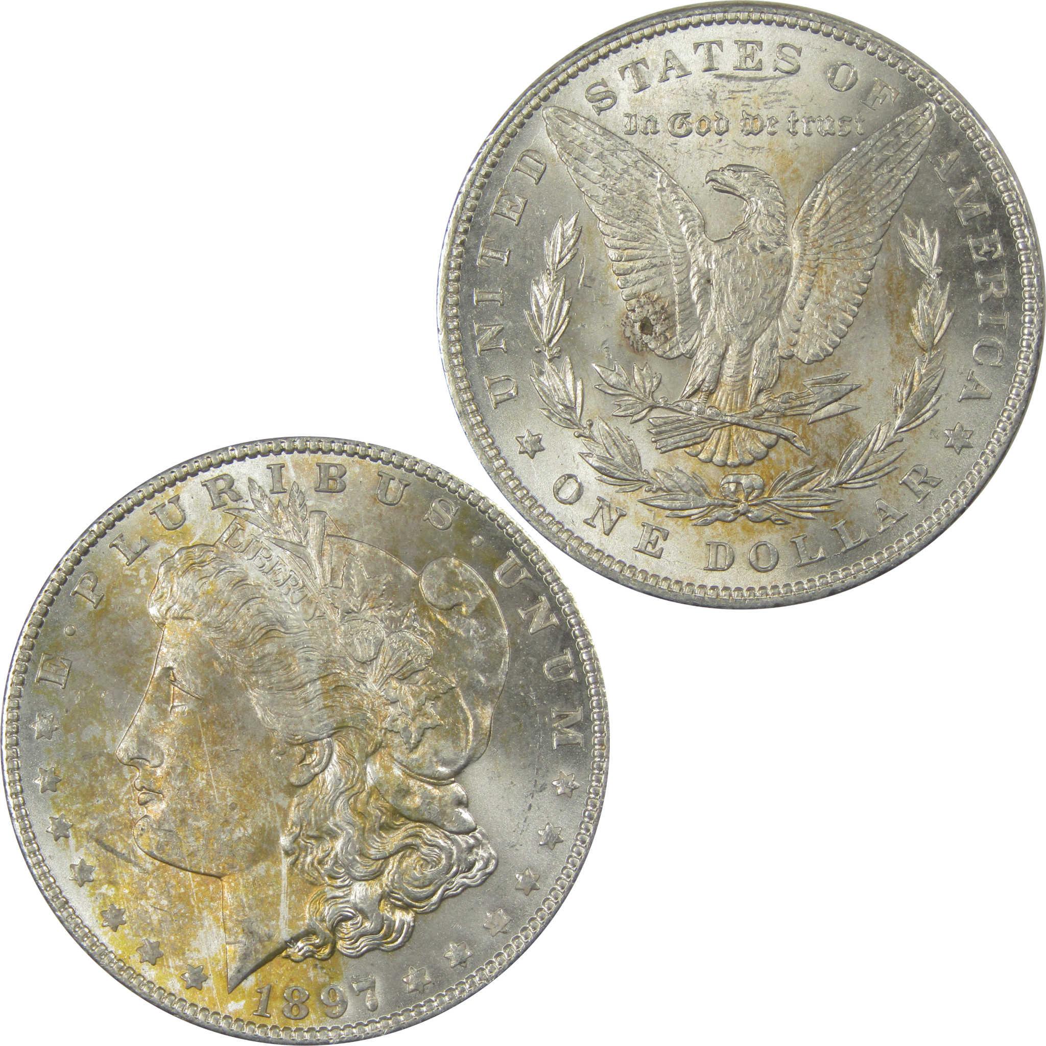 1897 Morgan Dollar Uncirculated Silver $1 Coin Toned SKU:I21086