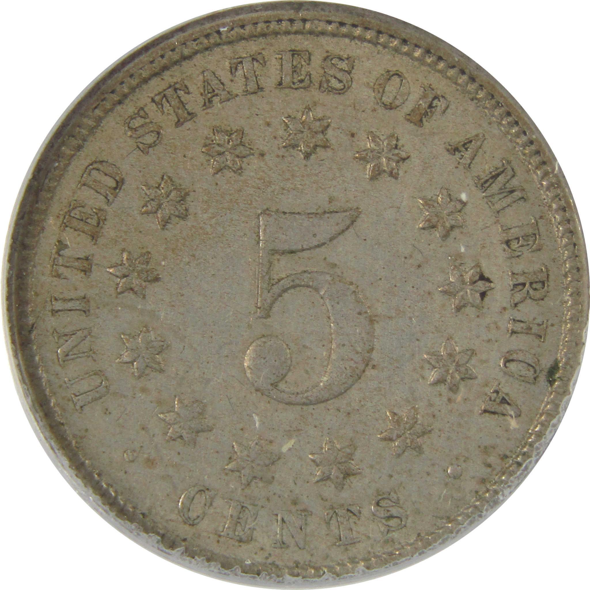 1874 Shield Nickel EF 40 ANACS 5c Coin SKU:I20178