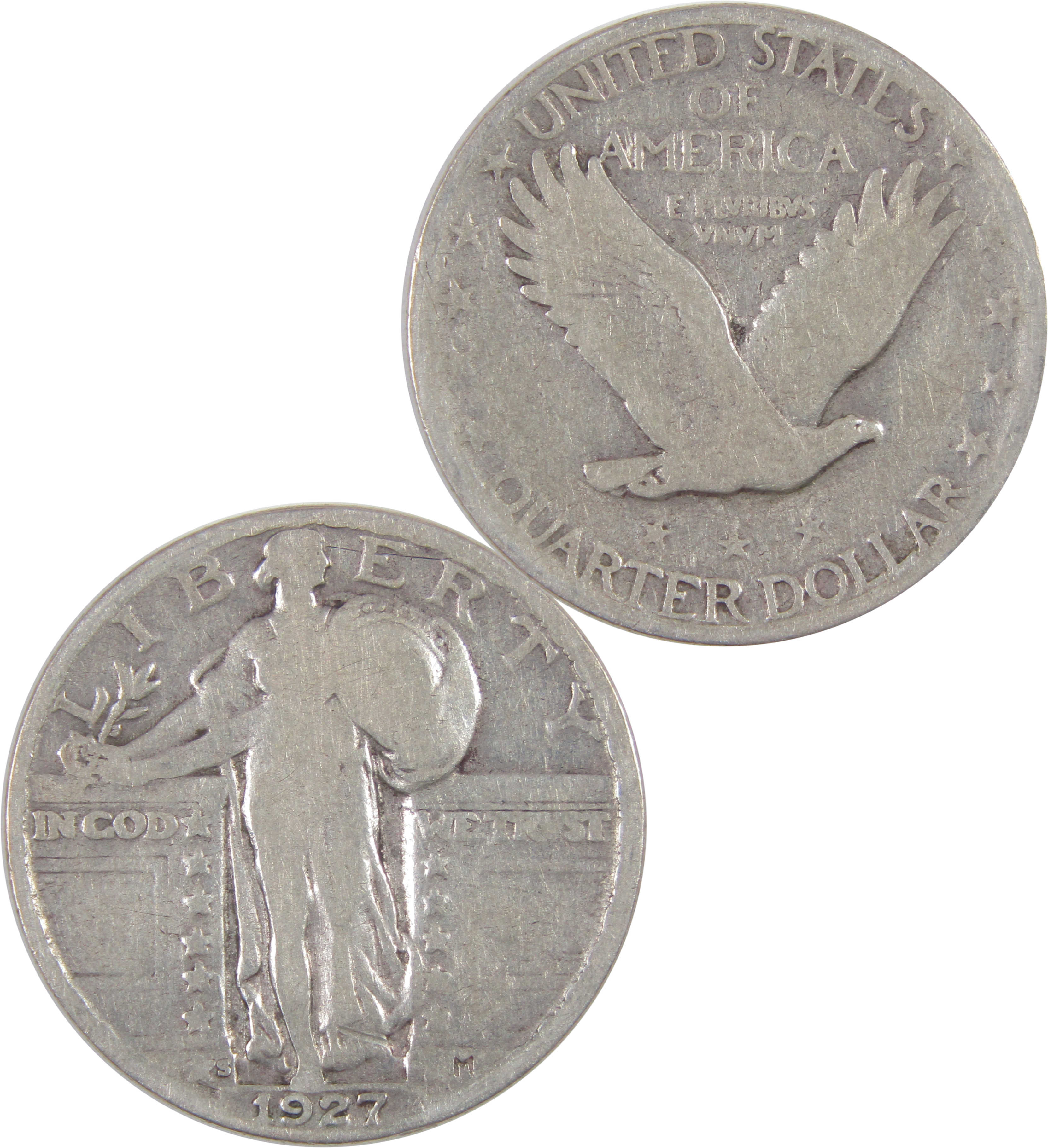 1927 S Standing Liberty Quarter G Good Silver 25c Coin SKU:I17641