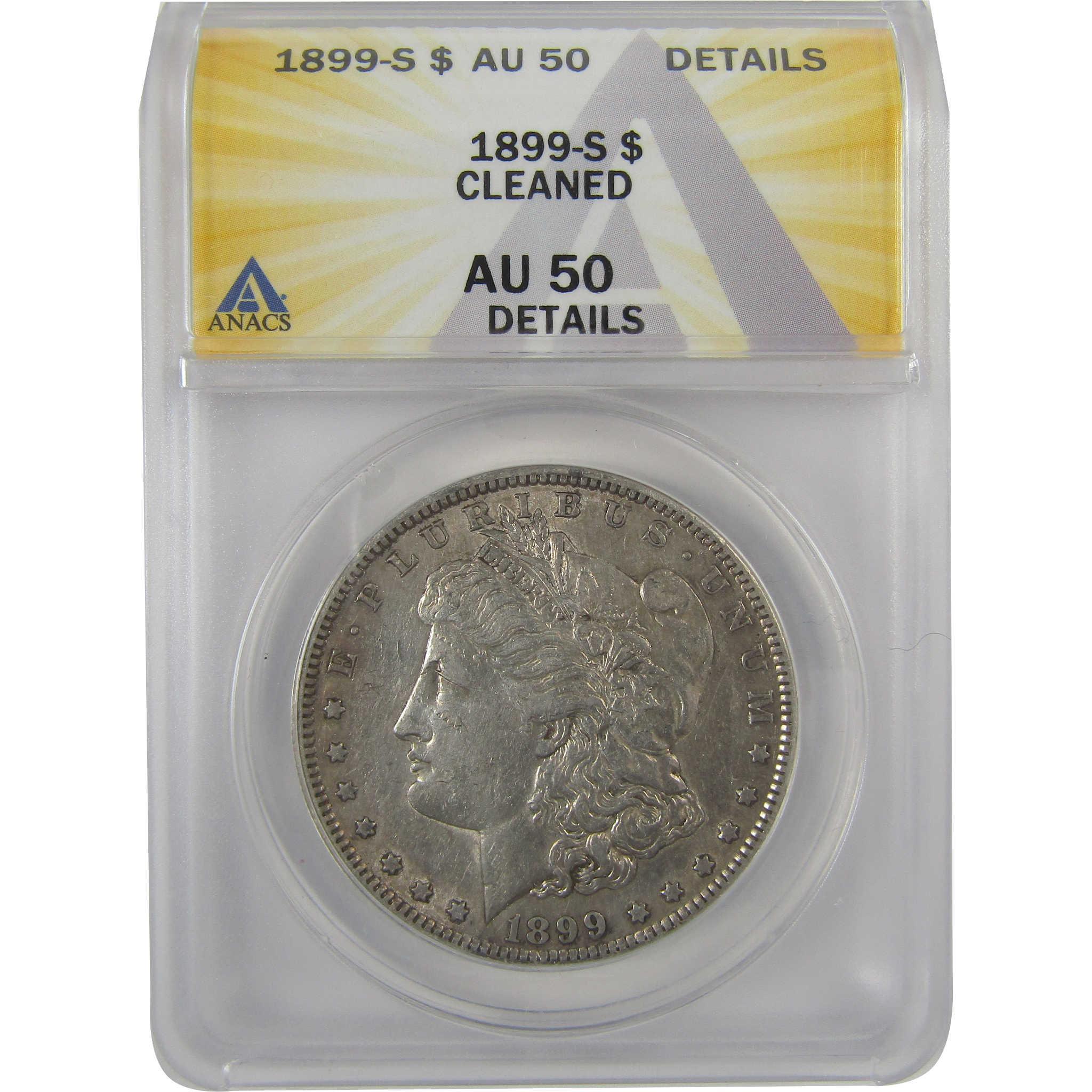 1899 S Morgan Dollar AU 50 Details ANACS Silver $1 Coin SKU:I19107 - Morgan coin - Morgan silver dollar - Morgan silver dollar for sale - Profile Coins & Collectibles