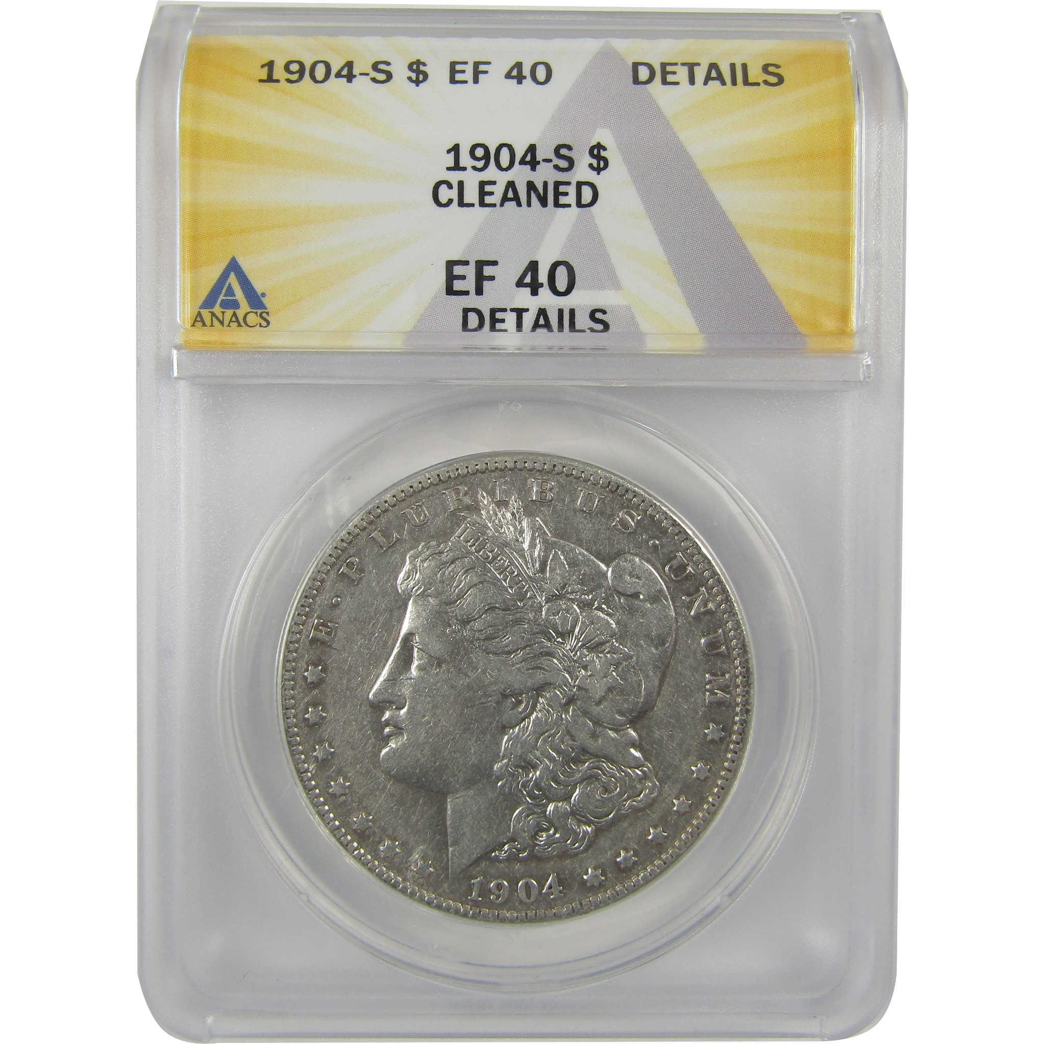 1904 S Morgan Dollar EF 40 Details ANACS Silver $1 Coin SKU:I21179 - Morgan coin - Morgan silver dollar - Morgan silver dollar for sale - Profile Coins & Collectibles