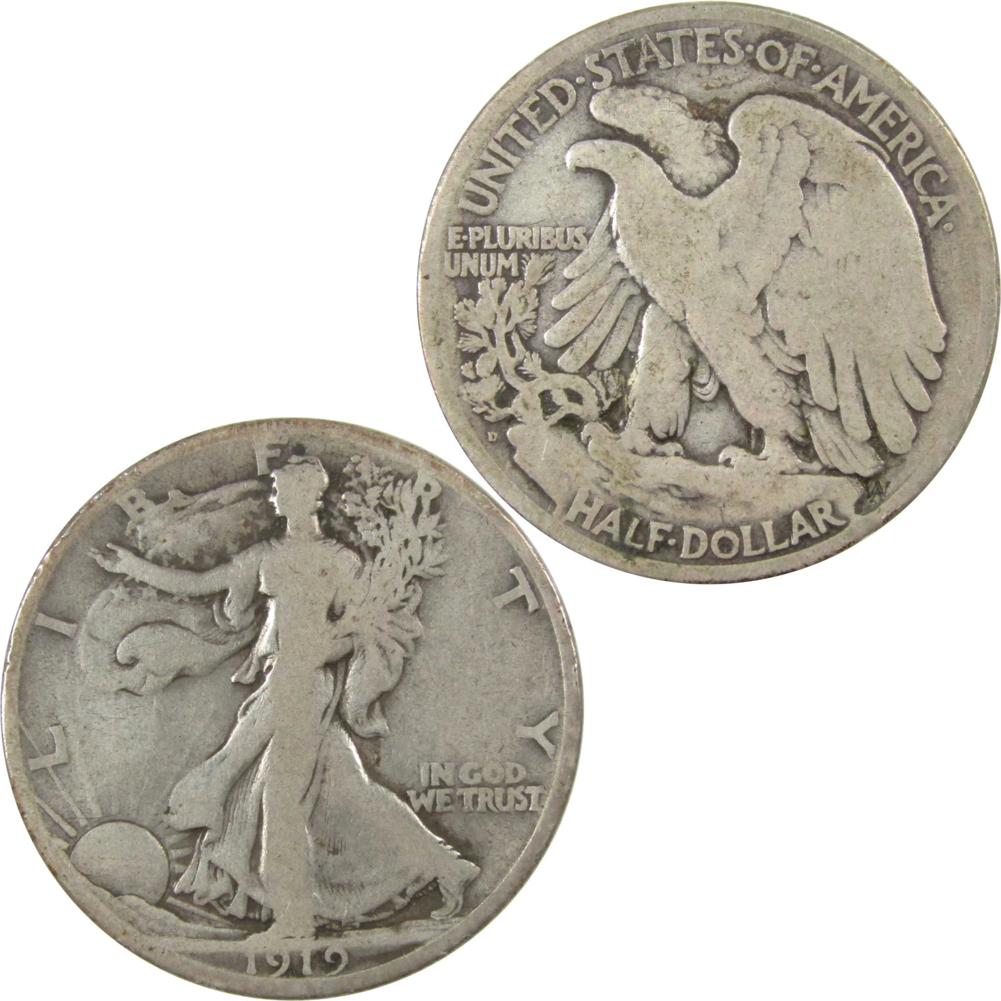 1919 D Liberty Walking Silver Half Dollar VG Very Good SKU:I24625