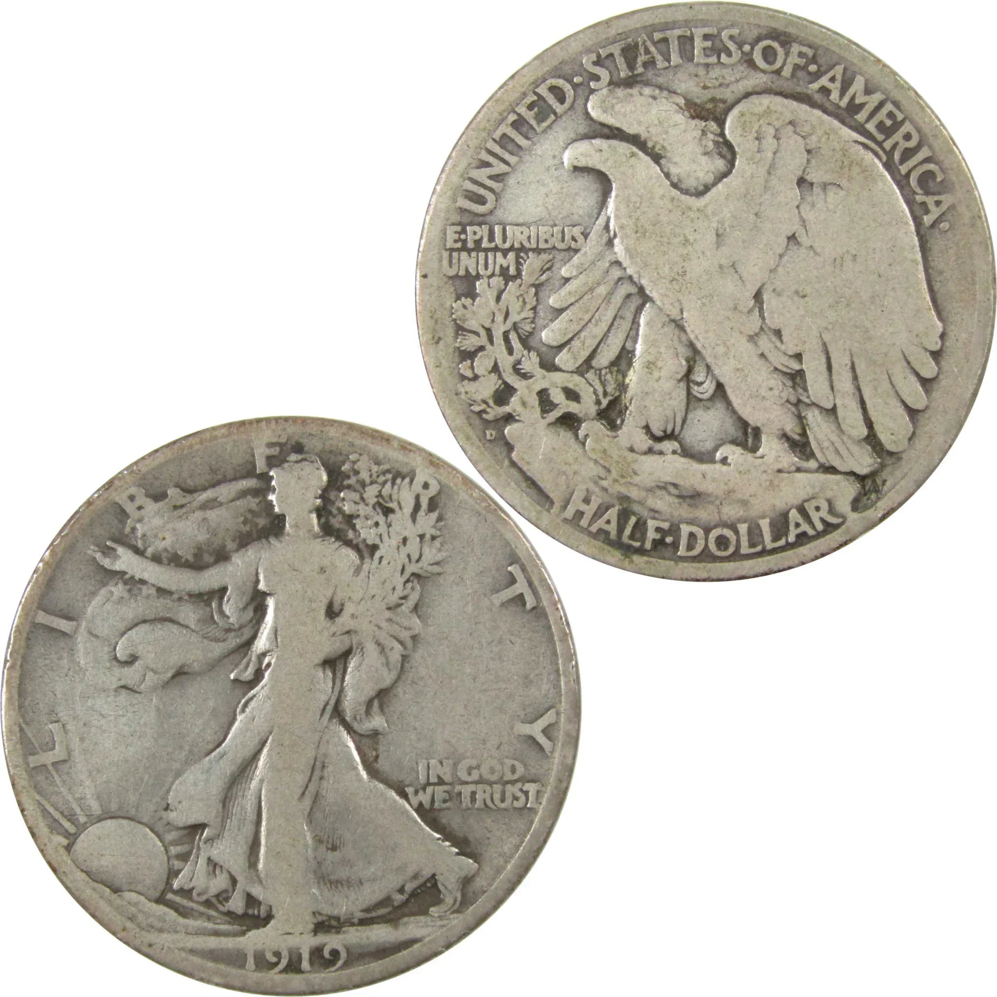 1919 D Liberty Walking Silver Half Dollar VG Very Good SKU:I24625