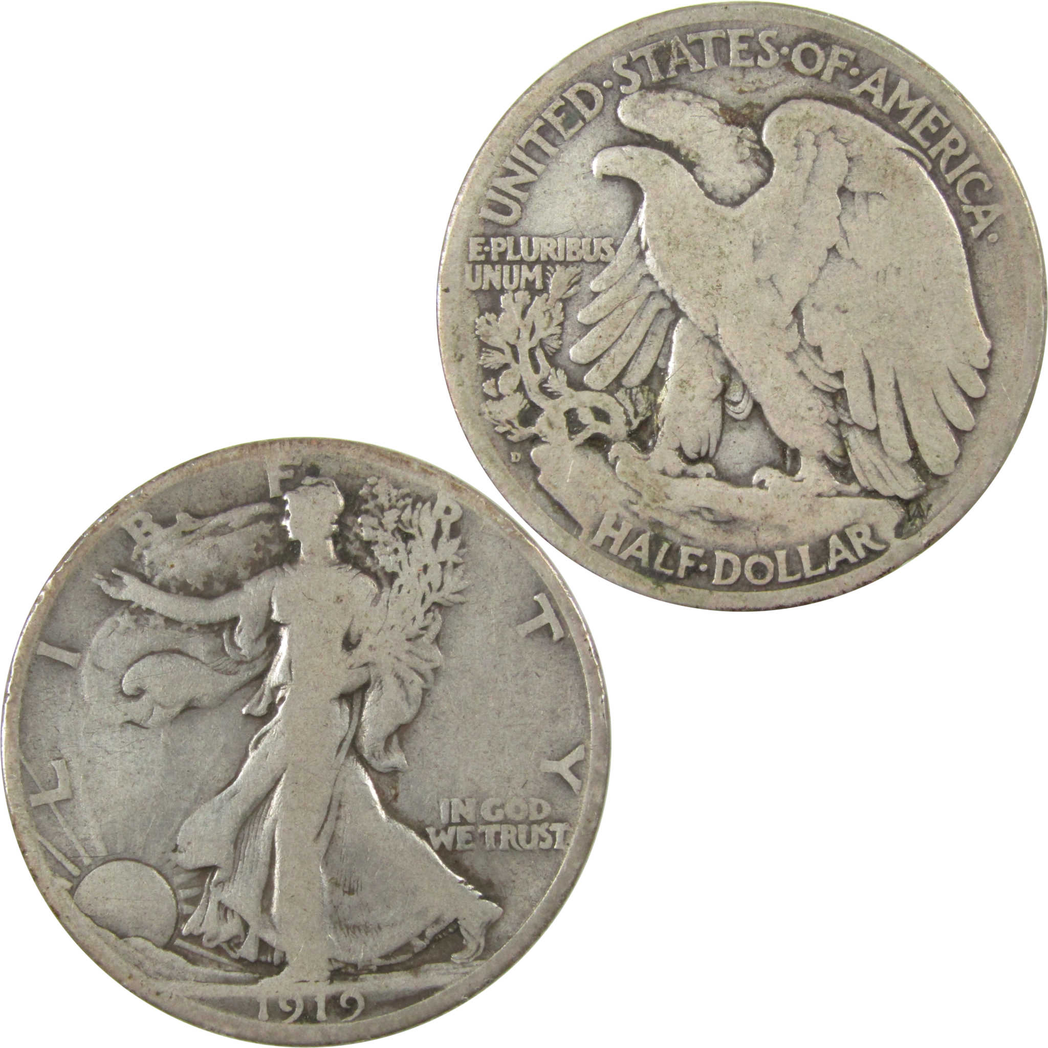 1919 D Liberty Walking Silver Half Dollar VG Very Good SKU:I24625