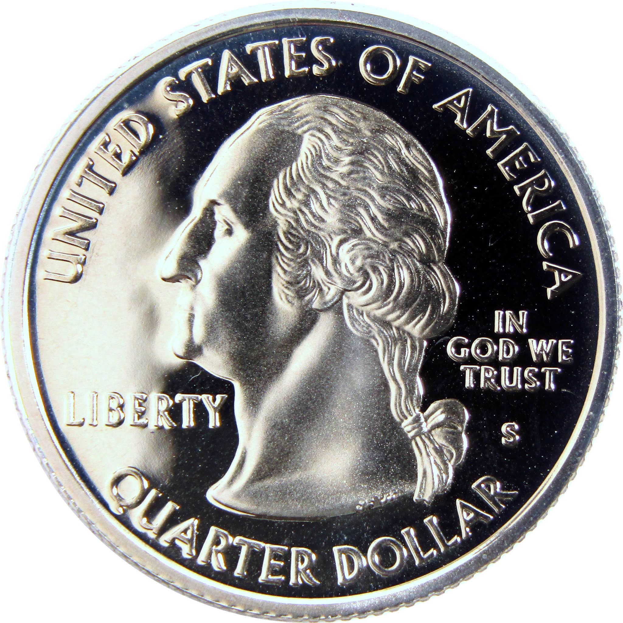 Proof United States quarter dollar coin with George Washington profile