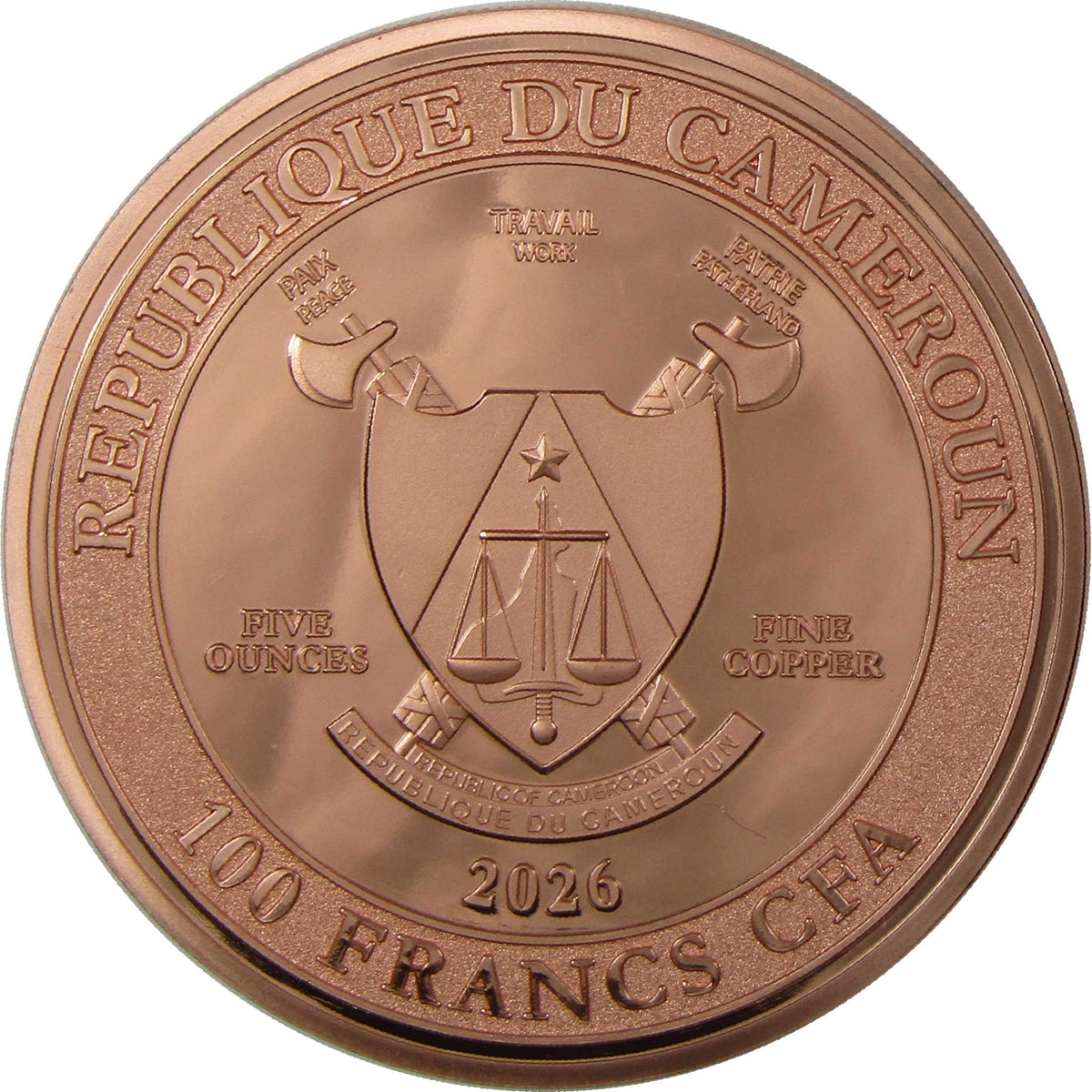 2026 Cameroon 5 oz Copper Merry Christmas Santa Northern Lights BU