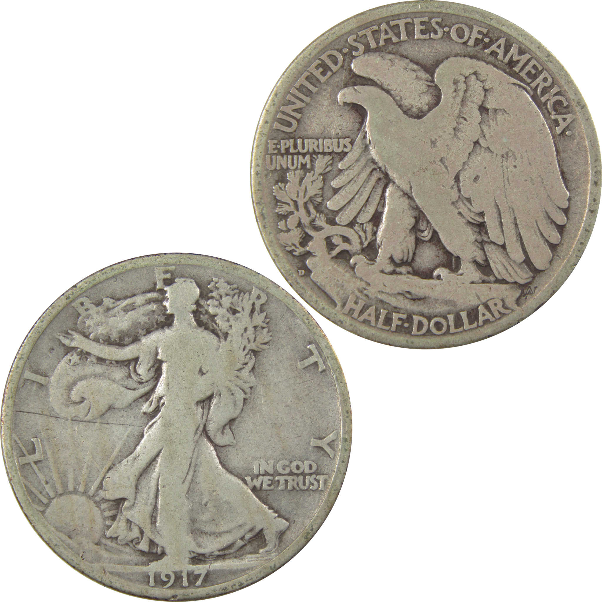 1917 D Reverse Liberty Walking Silver 50c VG Very Good SKU:I24136