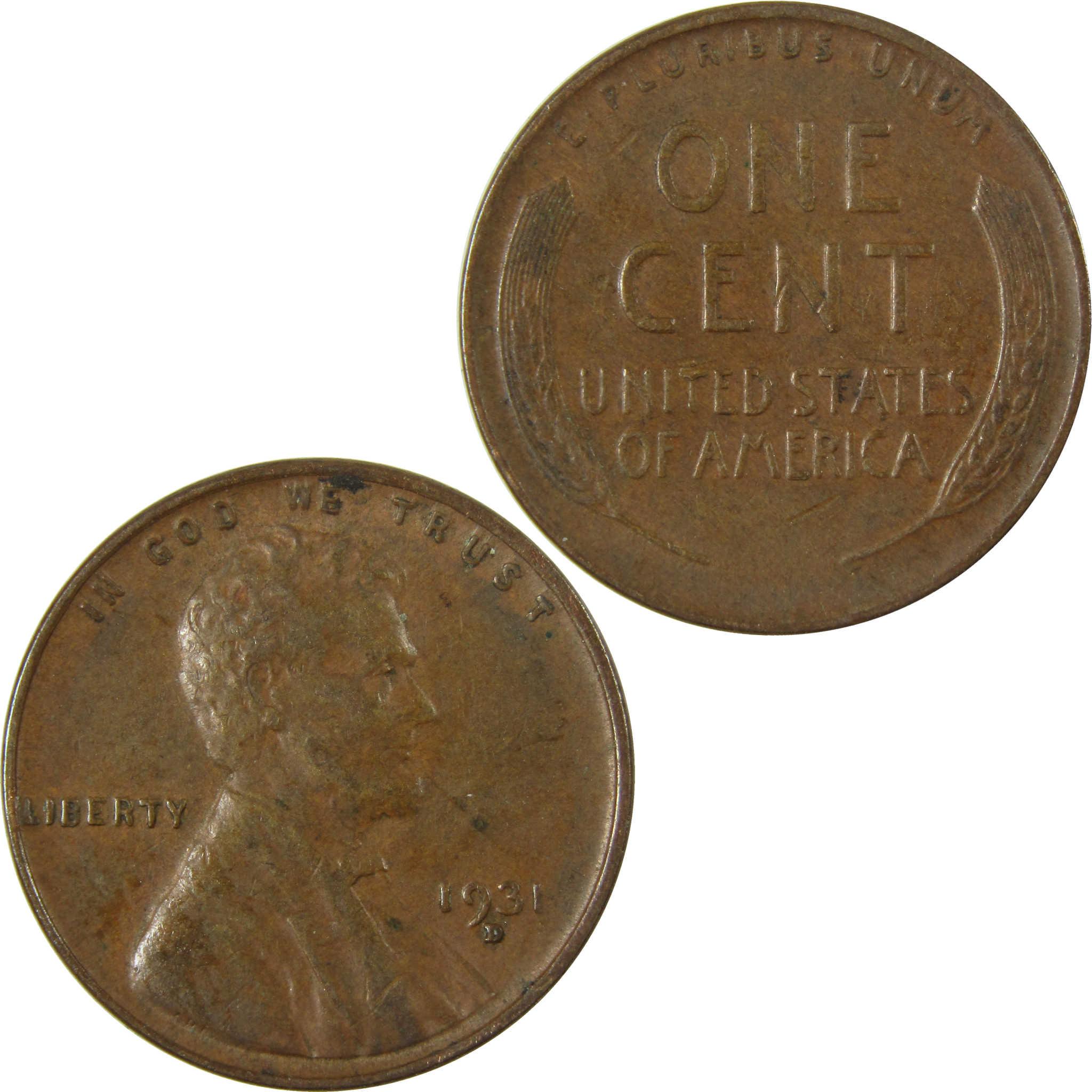 1931 D Lincoln Wheat Cent XF EF Extremely Fine Penny SKU:I27132