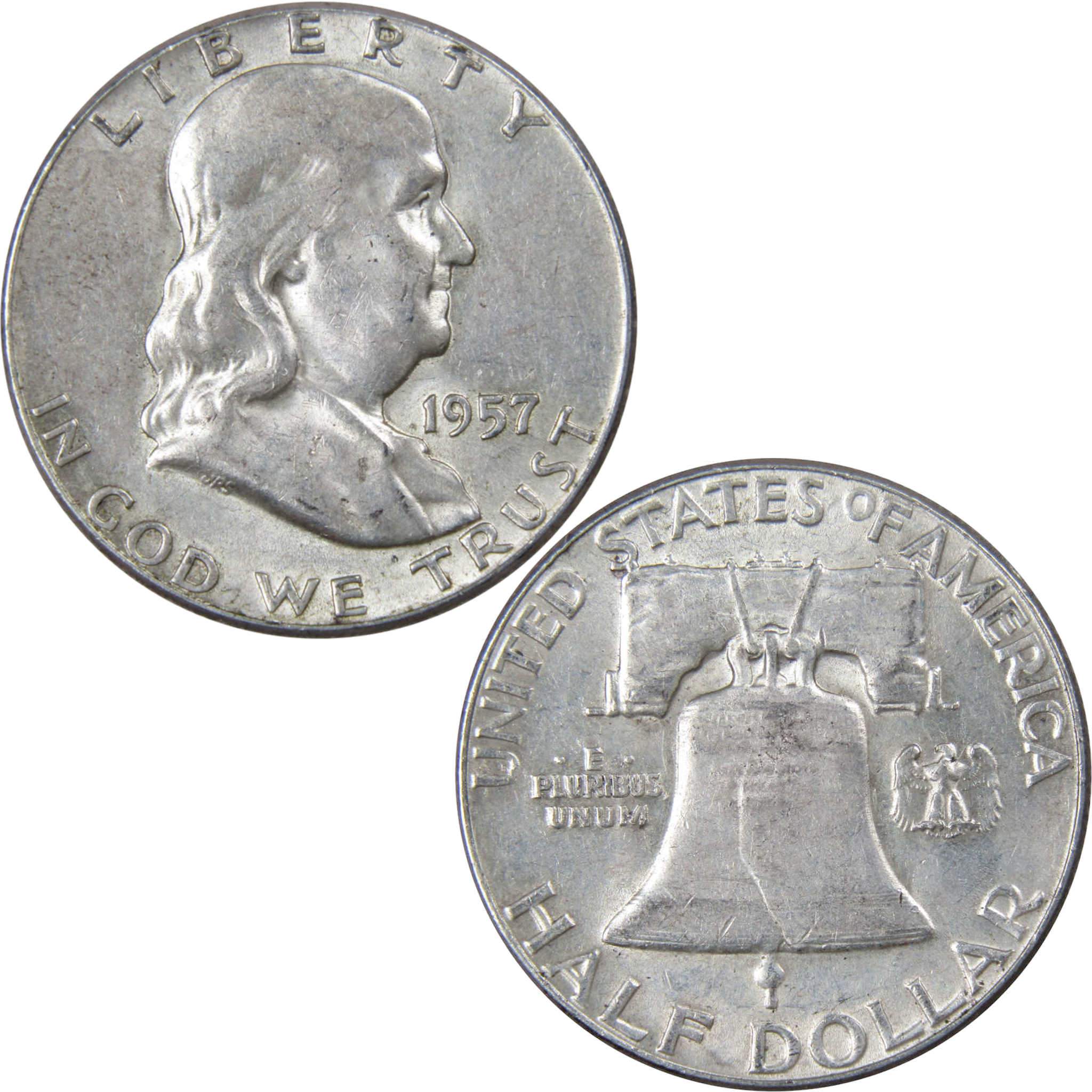1957 Franklin Half Dollar AU About Uncirculated Silver 50c Coin