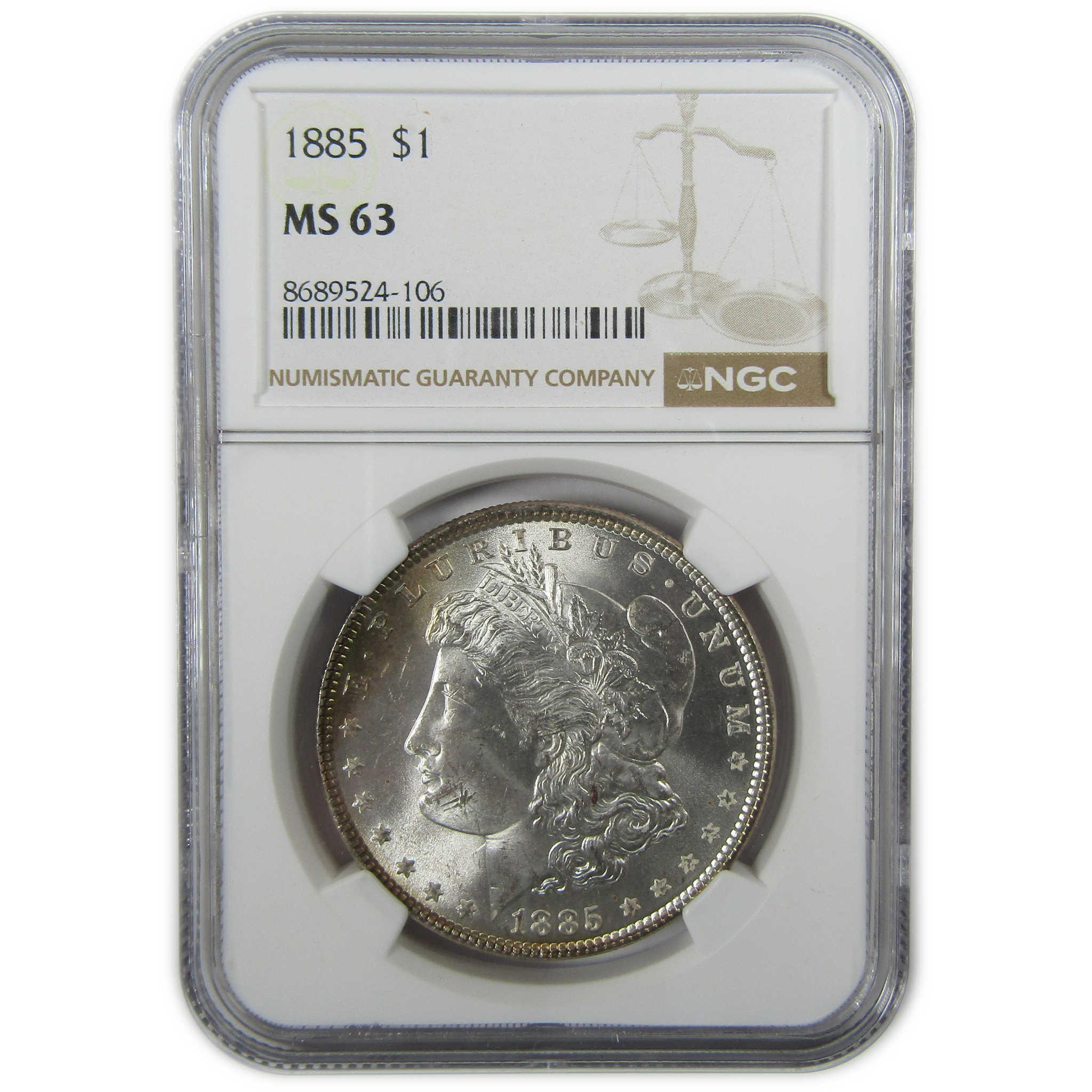 1885 Morgan Silver Dollar MS 63 NGC Uncirculated $1 Coin SKU:CP385 - Morgan coin - Morgan silver dollar - Morgan silver dollar for sale - Profile Coins & Collectibles