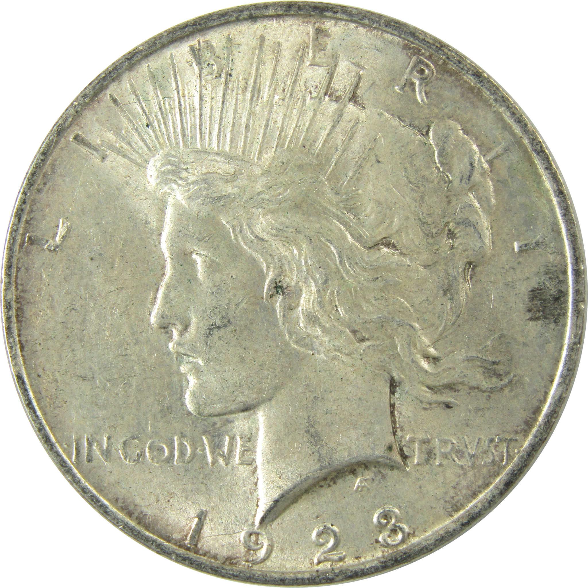 1923 D Peace Silver Dollar AU About Uncirculated $1 Coin SKU:I25195